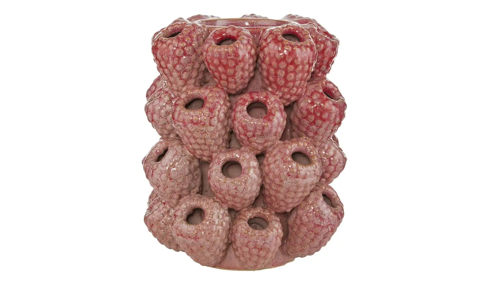 HOME STORY 3D Himbeere Vase   ¦ rot ¦ Steinzeug ¦ Maße (cm): H: 18,5  Ø: 16 günstig online kaufen