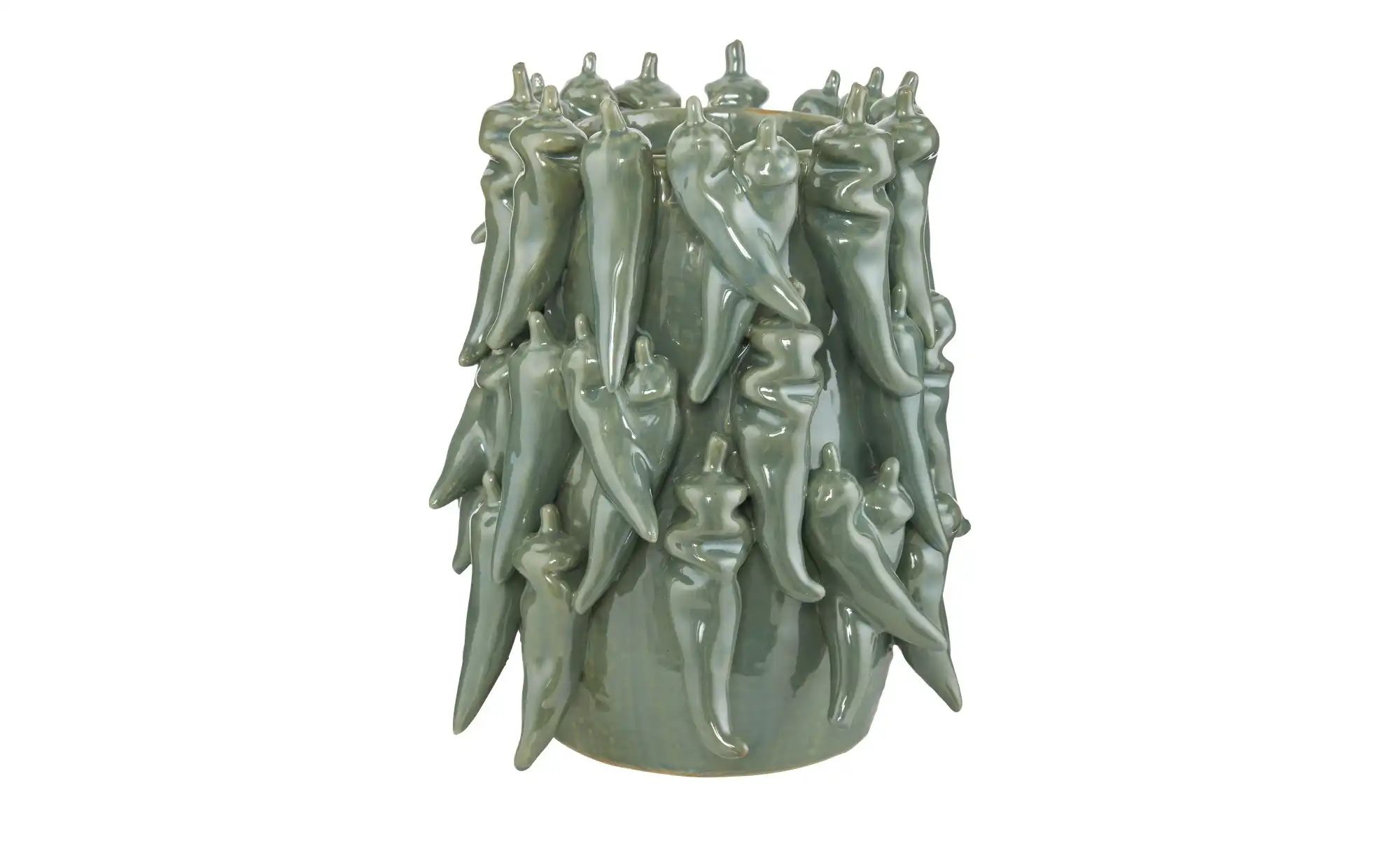HOME STORY 3D Schoten Vase   ¦ grün ¦ Steinzeug ¦ Maße (cm): B: 19,5 H: 23 günstig online kaufen