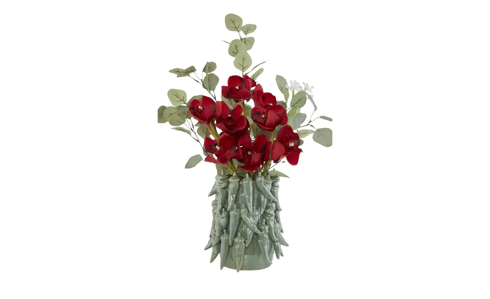 HOME STORY 3D Schoten Vase   ¦ grün ¦ Steinzeug ¦ Maße (cm): B: 19,5 H: 23 günstig online kaufen