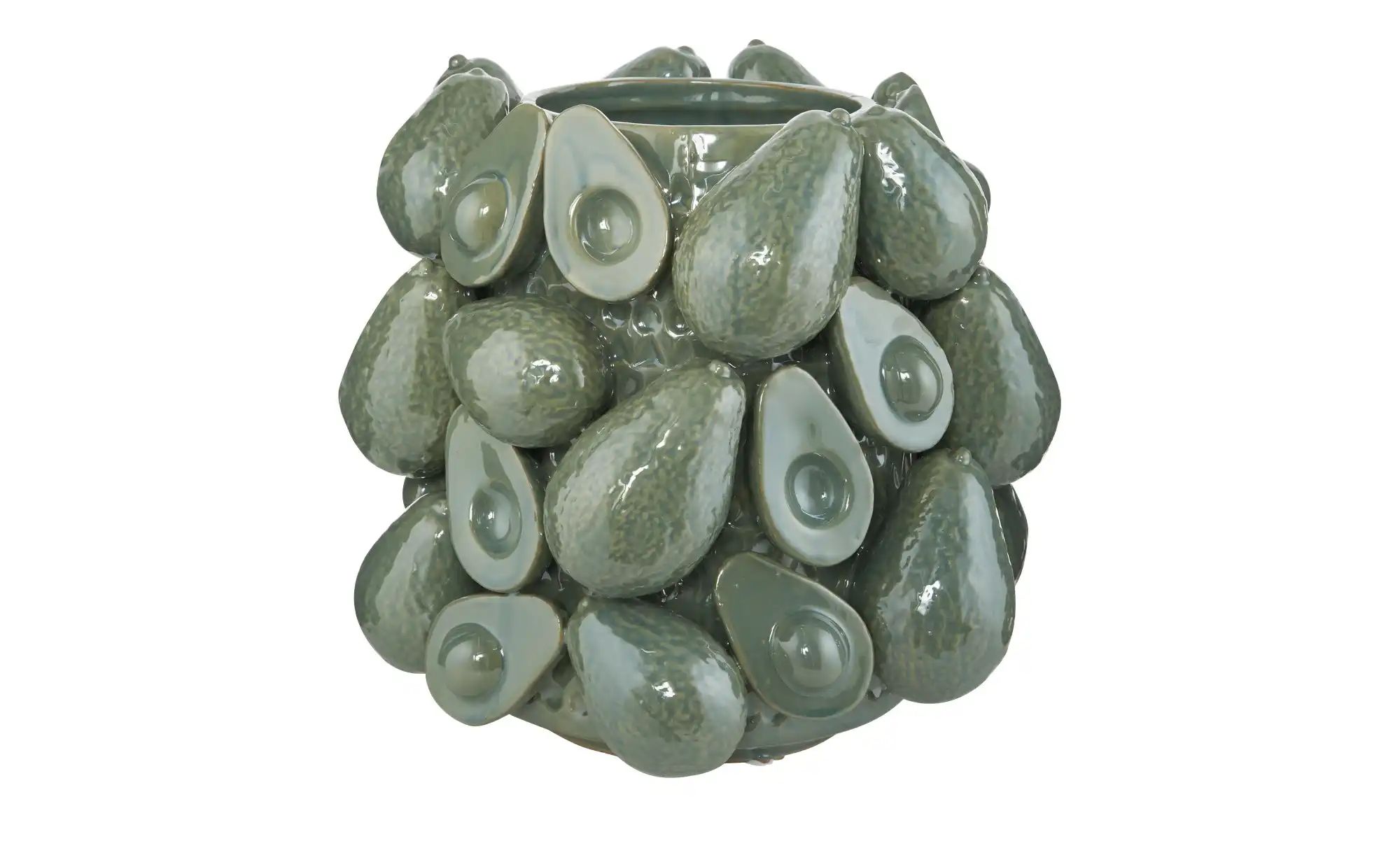 HOME STORY Vase Avocado   ¦ grün ¦ Steingut ¦ Maße (cm): H: 23,5  Ø: 24 Acc günstig online kaufen