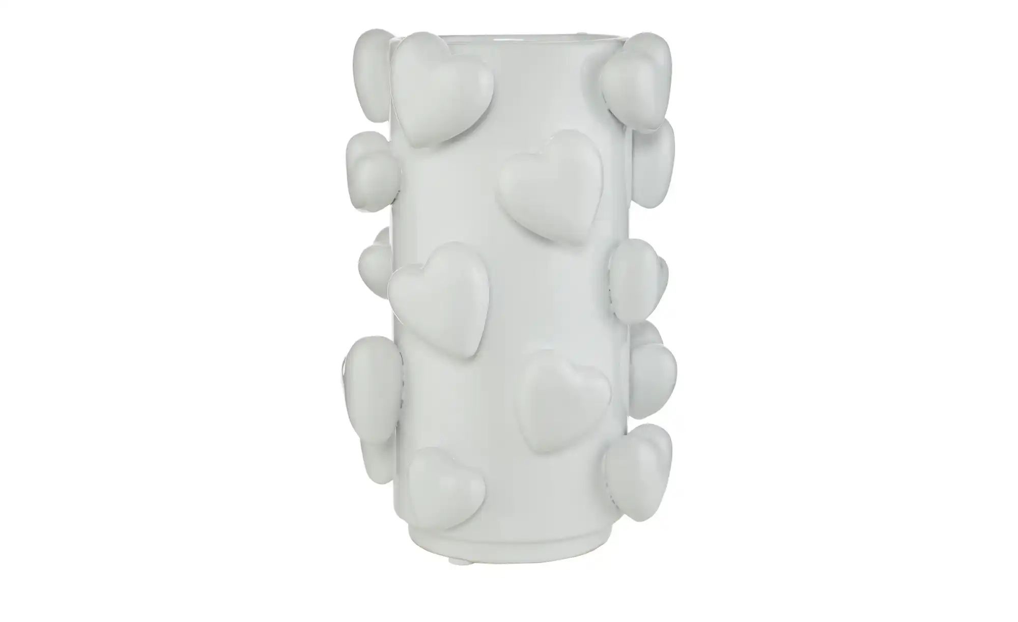 HOME STORY 3D Herz Vase   ¦ weiß ¦ Steingut ¦ Maße (cm): B: 18 H: 28 T: 17. günstig online kaufen