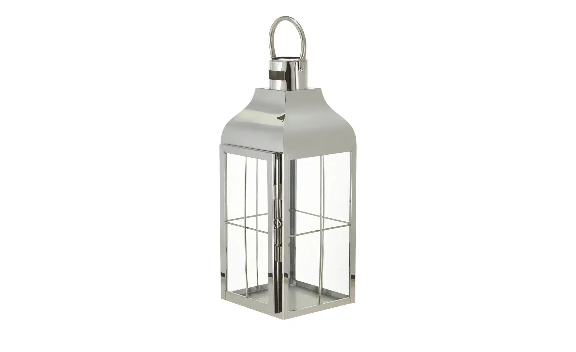 HOME STORY Laterne   ¦ silber ¦ Edelstahl,Glas ¦ Maße (cm): B: 17 H: 42 T: günstig online kaufen