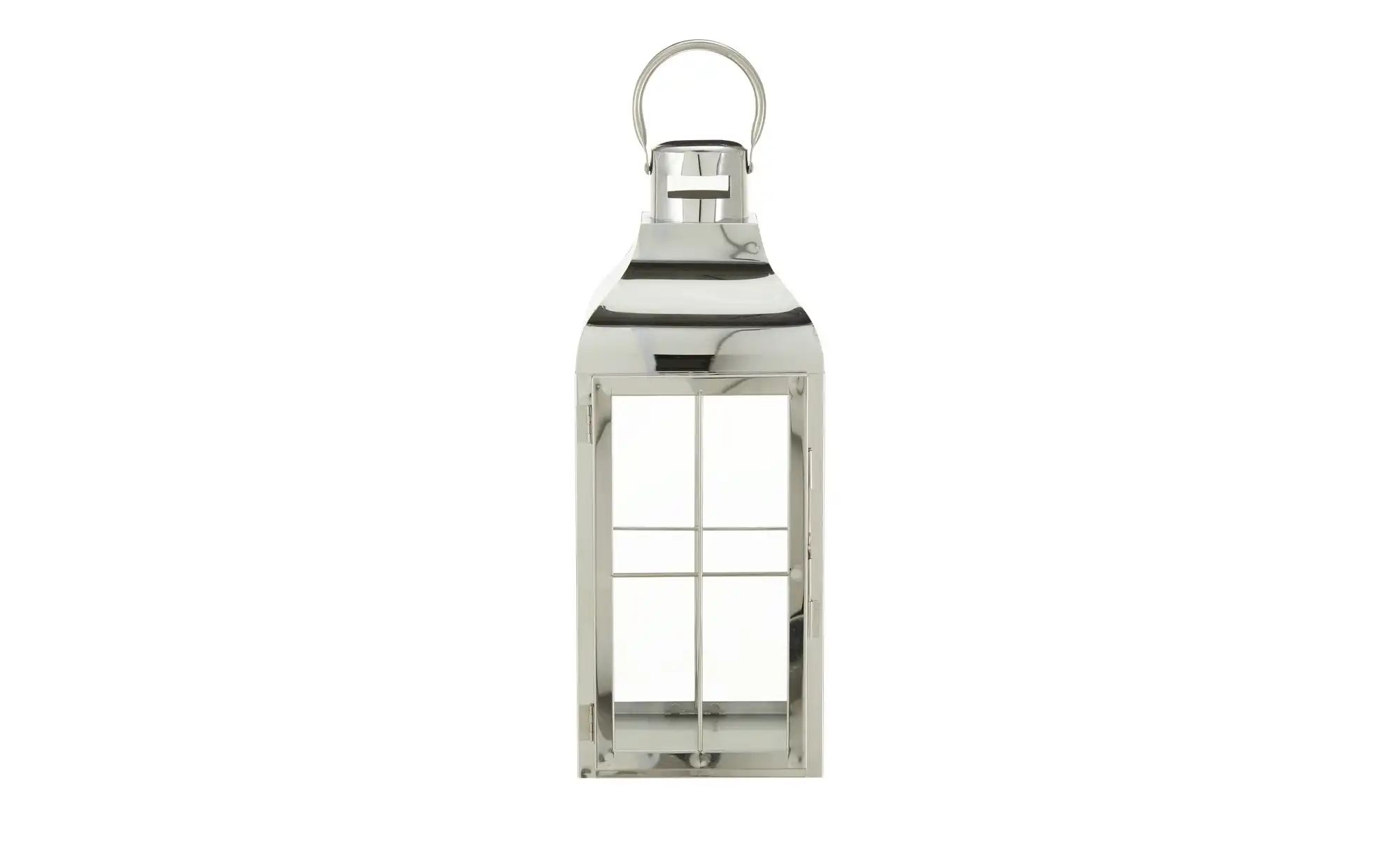 HOME STORY Laterne   ¦ silber ¦ Edelstahl,Glas ¦ Maße (cm): B: 17 H: 42 T: günstig online kaufen