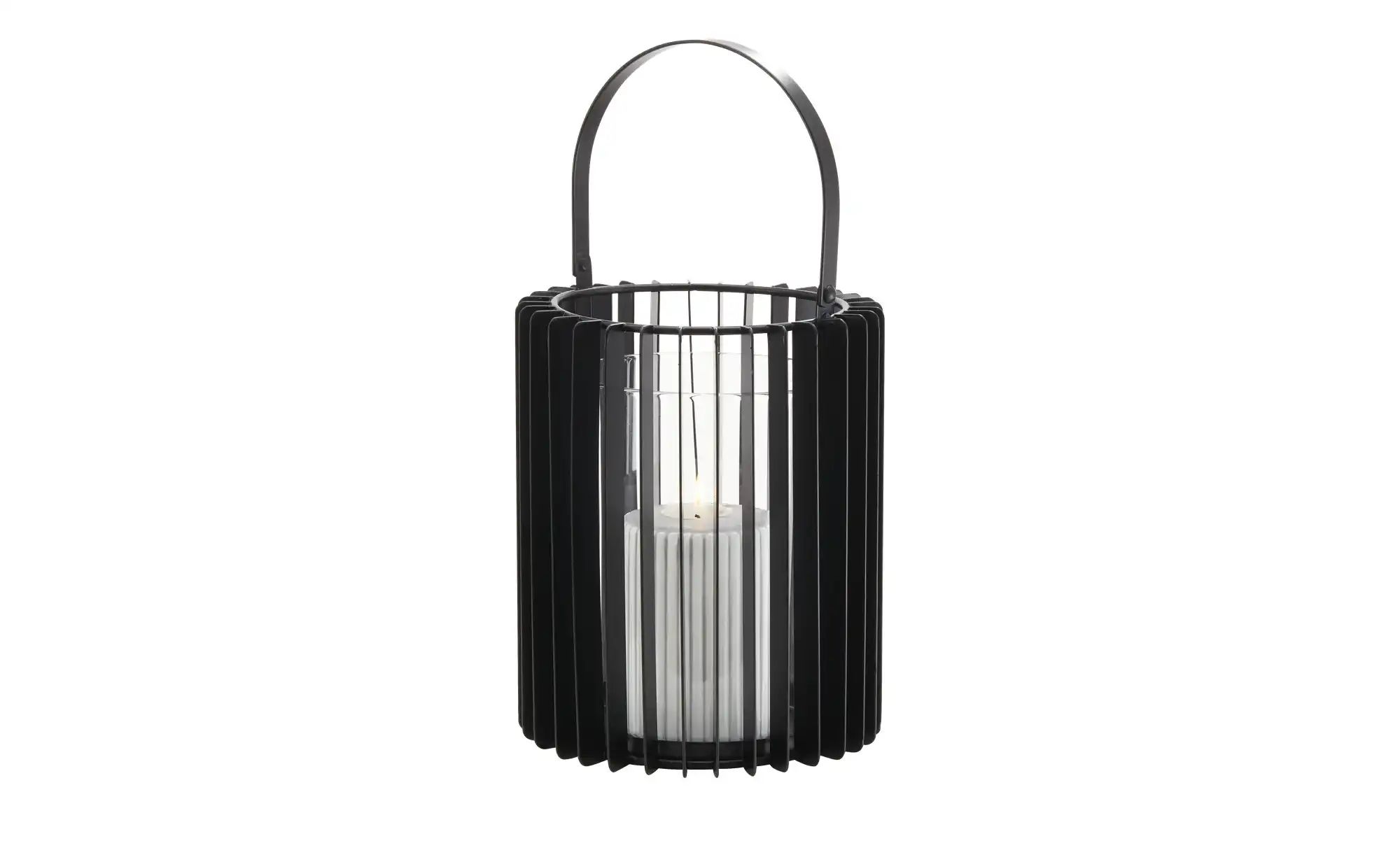 HOME STORY Laterne   ¦ schwarz ¦ Eisen,Glas ¦ Maße (cm): H: 19,5  Ø: 15.3 A günstig online kaufen