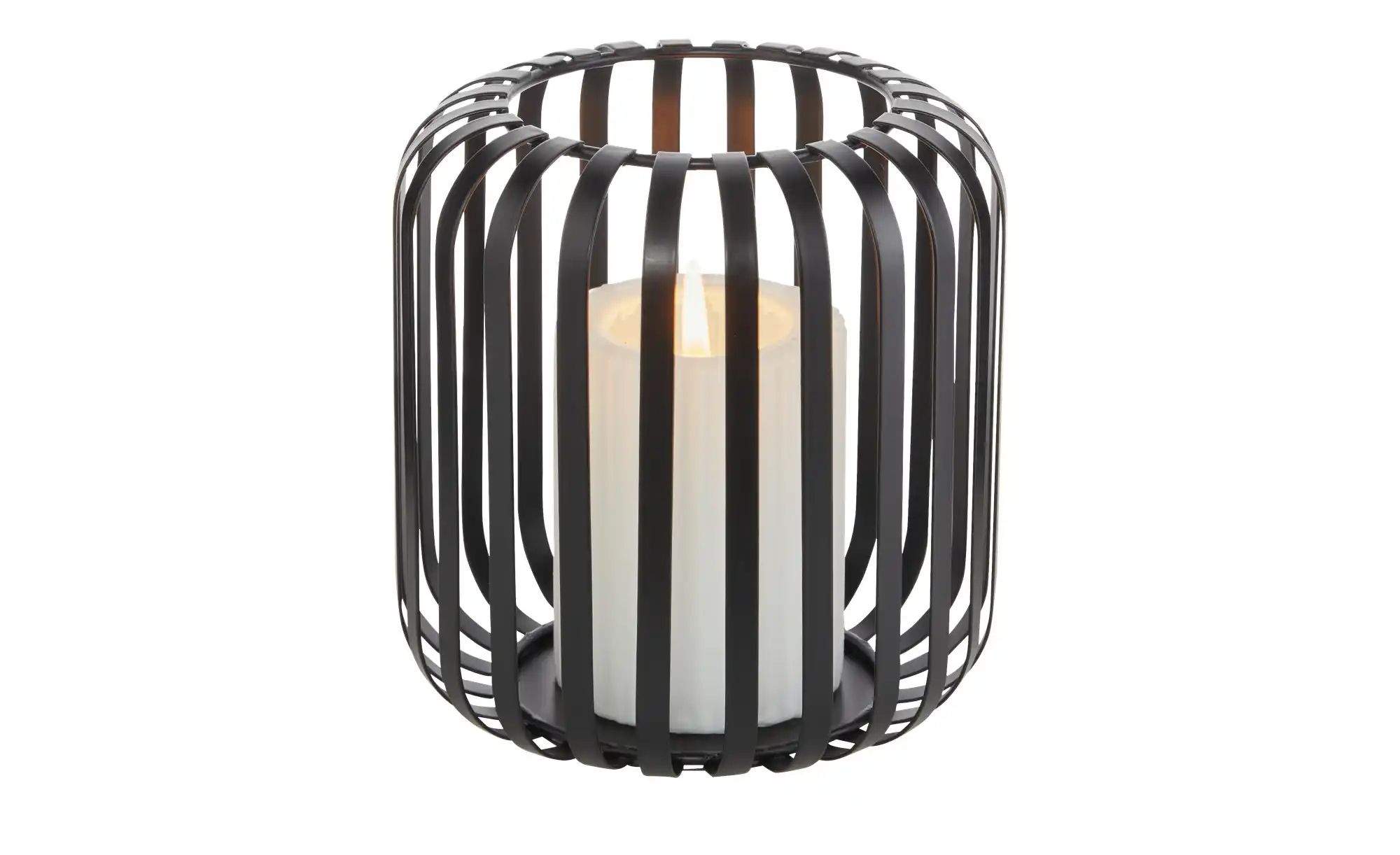 HOME STORY Windlicht   ¦ schwarz ¦ Metall ¦ Maße (cm): H: 14,5  Ø: 13.8 Acc günstig online kaufen