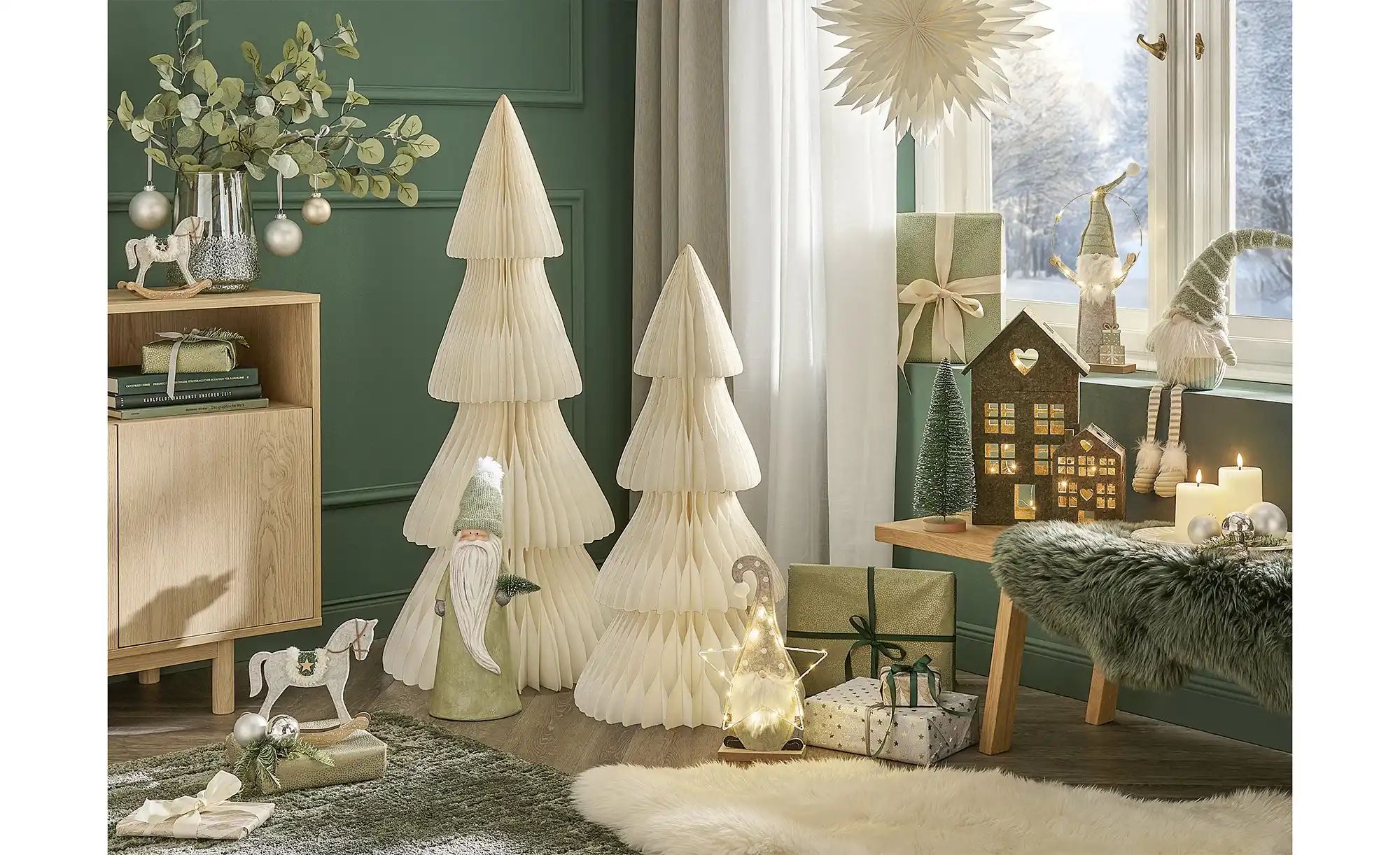 HOME STORY Windlicht   ¦ grün ¦ Glas ¦ Maße (cm): H: 22  Ø: 18 Accessoires günstig online kaufen