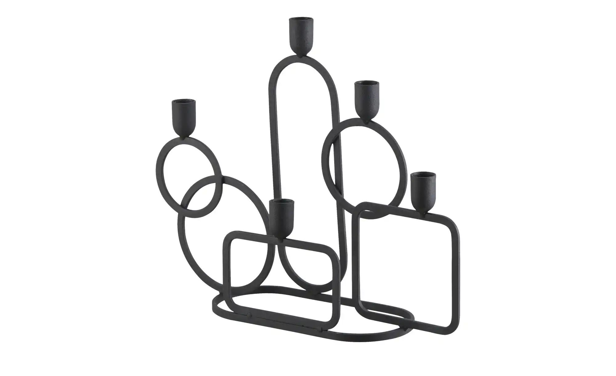5er Kerzenständer   ¦ schwarz ¦ Metall ¦ Maße (cm): B: 36 H: 29 T: 12.0 Acc günstig online kaufen