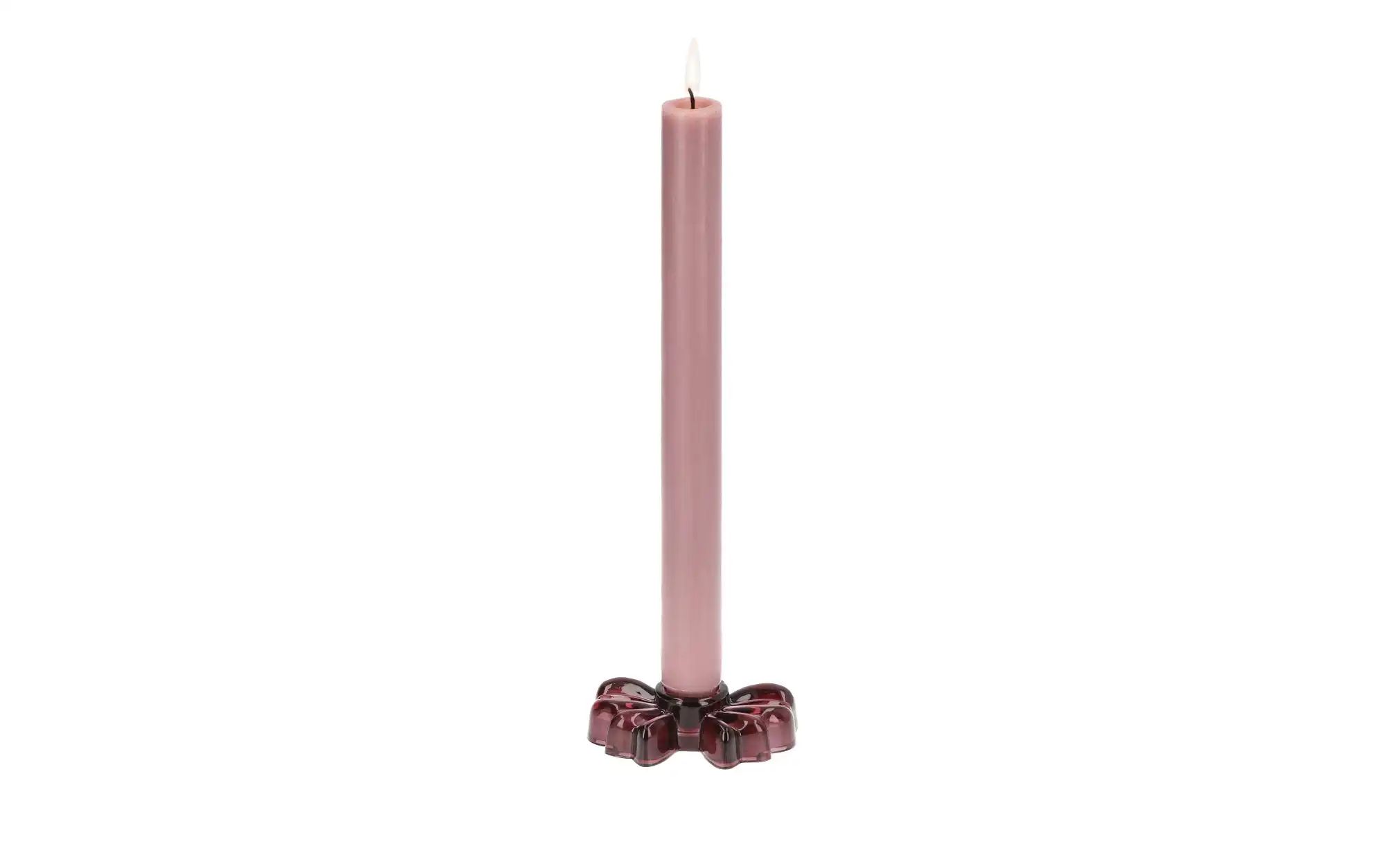 Kerzenhalter Schleife   ¦ rot ¦ Glas ¦ Maße (cm): B: 9,5 H: 2,5 T: 6.5 Acce günstig online kaufen