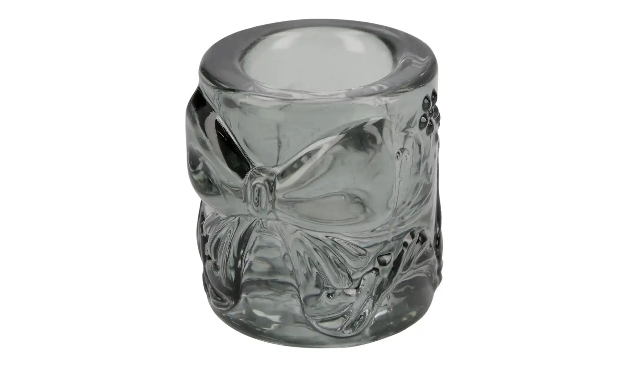 Kerzenhalter mit Schleife   ¦ grau ¦ Glas ¦ Maße (cm): H: 4,5  Ø: 4.5 Acces günstig online kaufen