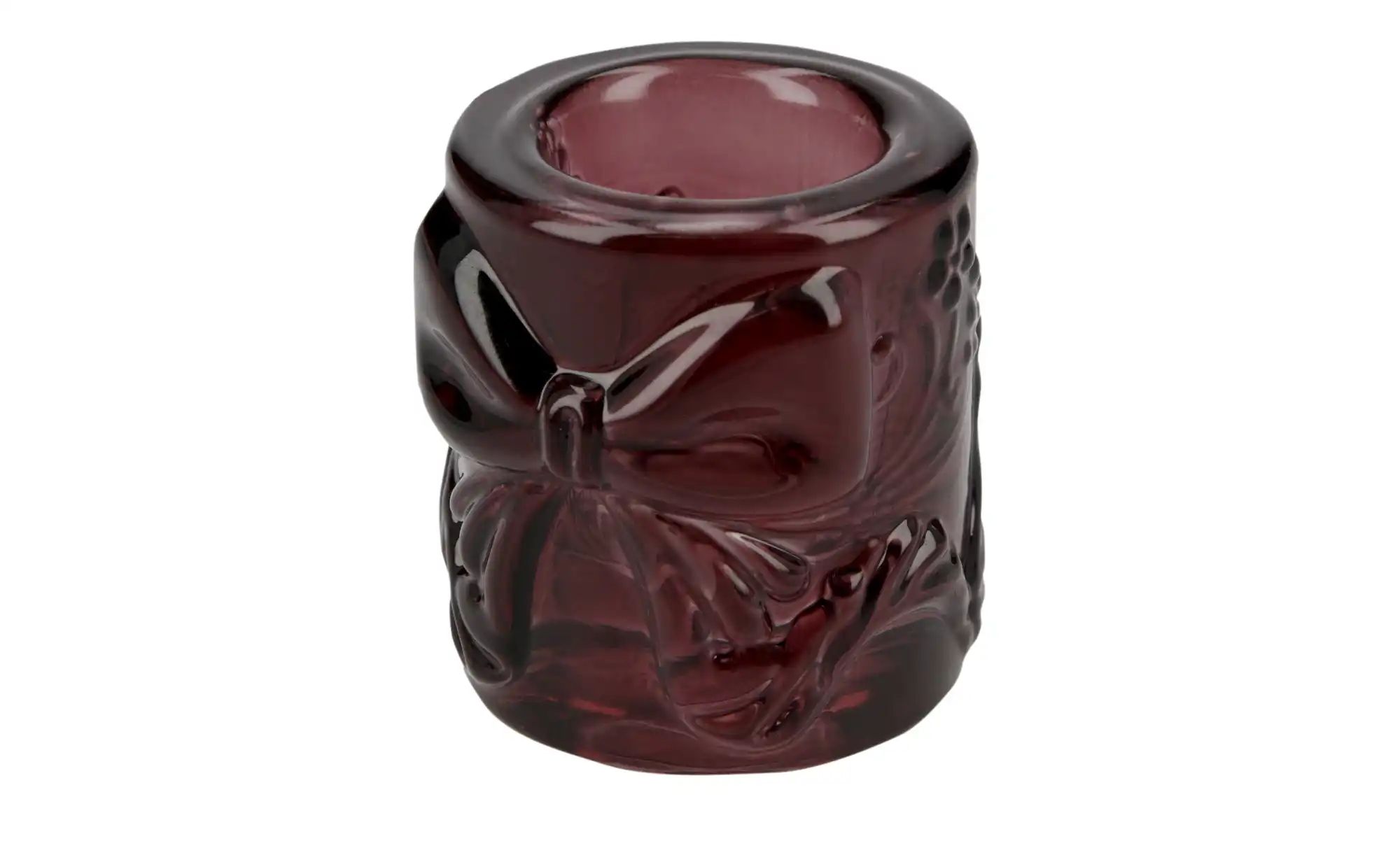 Kerzenhalter mit Schleife   ¦ rot ¦ Glas ¦ Maße (cm): H: 4,5  Ø: 4.5 Access günstig online kaufen
