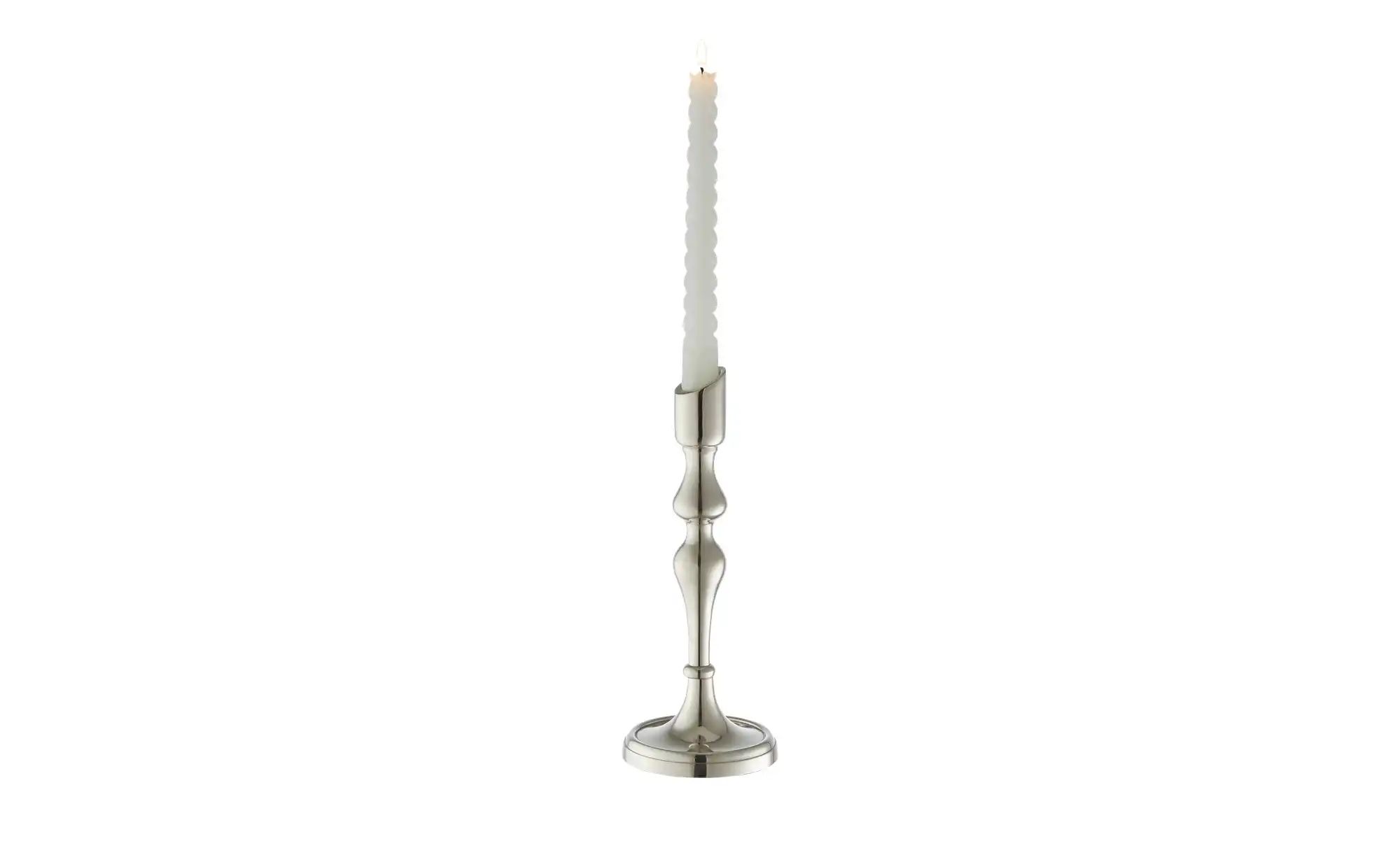 HOME STORY Kerzenhalter   ¦ silber ¦ Aluminium ¦ Maße (cm): B: 9 H: 23 T: 9 günstig online kaufen
