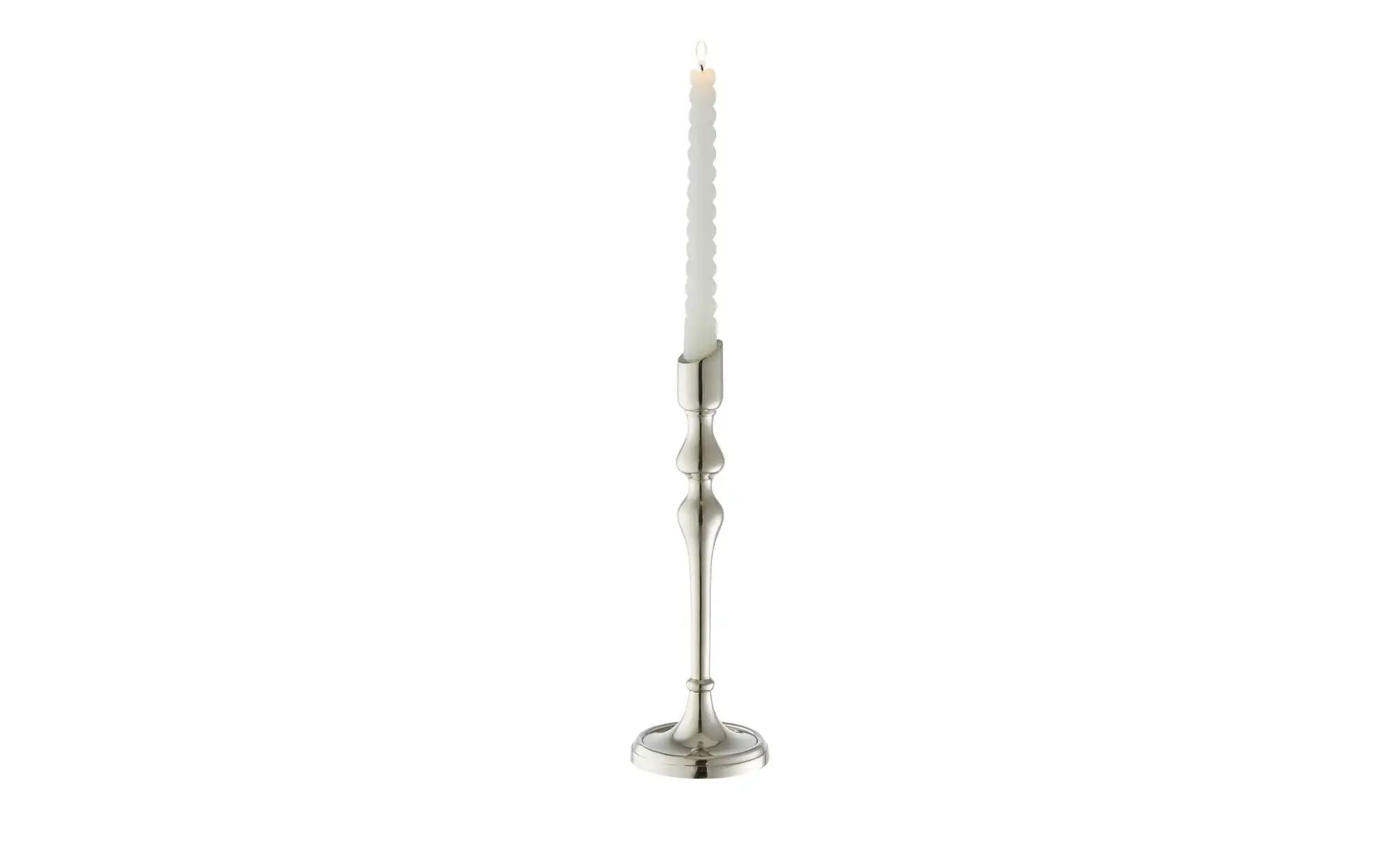 HOME STORY Kerzenhalter   ¦ silber ¦ Aluminium ¦ Maße (cm): B: 9 H: 28 T: 9 günstig online kaufen