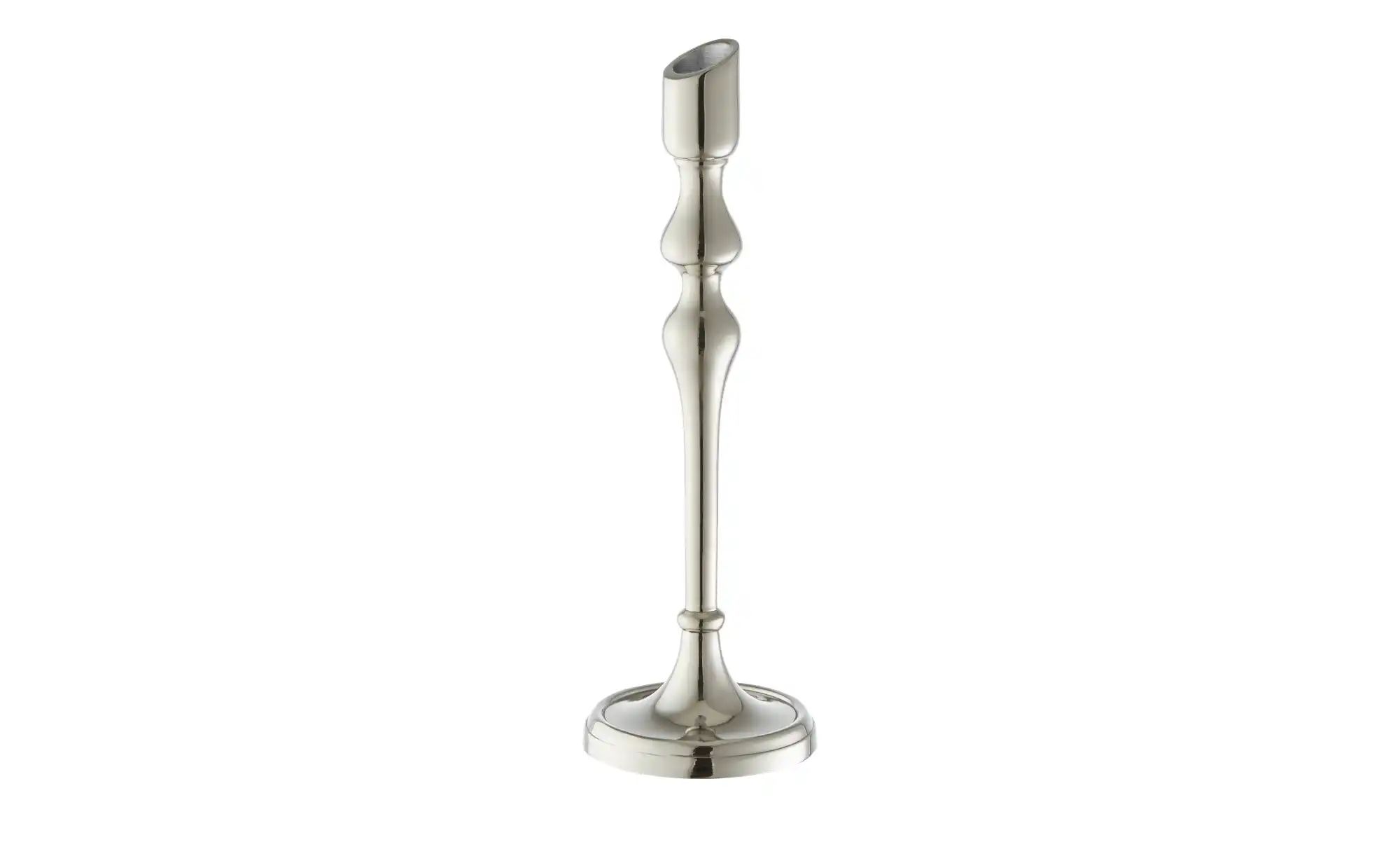 HOME STORY Kerzenhalter   ¦ silber ¦ Aluminium ¦ Maße (cm): B: 9 H: 28 T: 9 günstig online kaufen