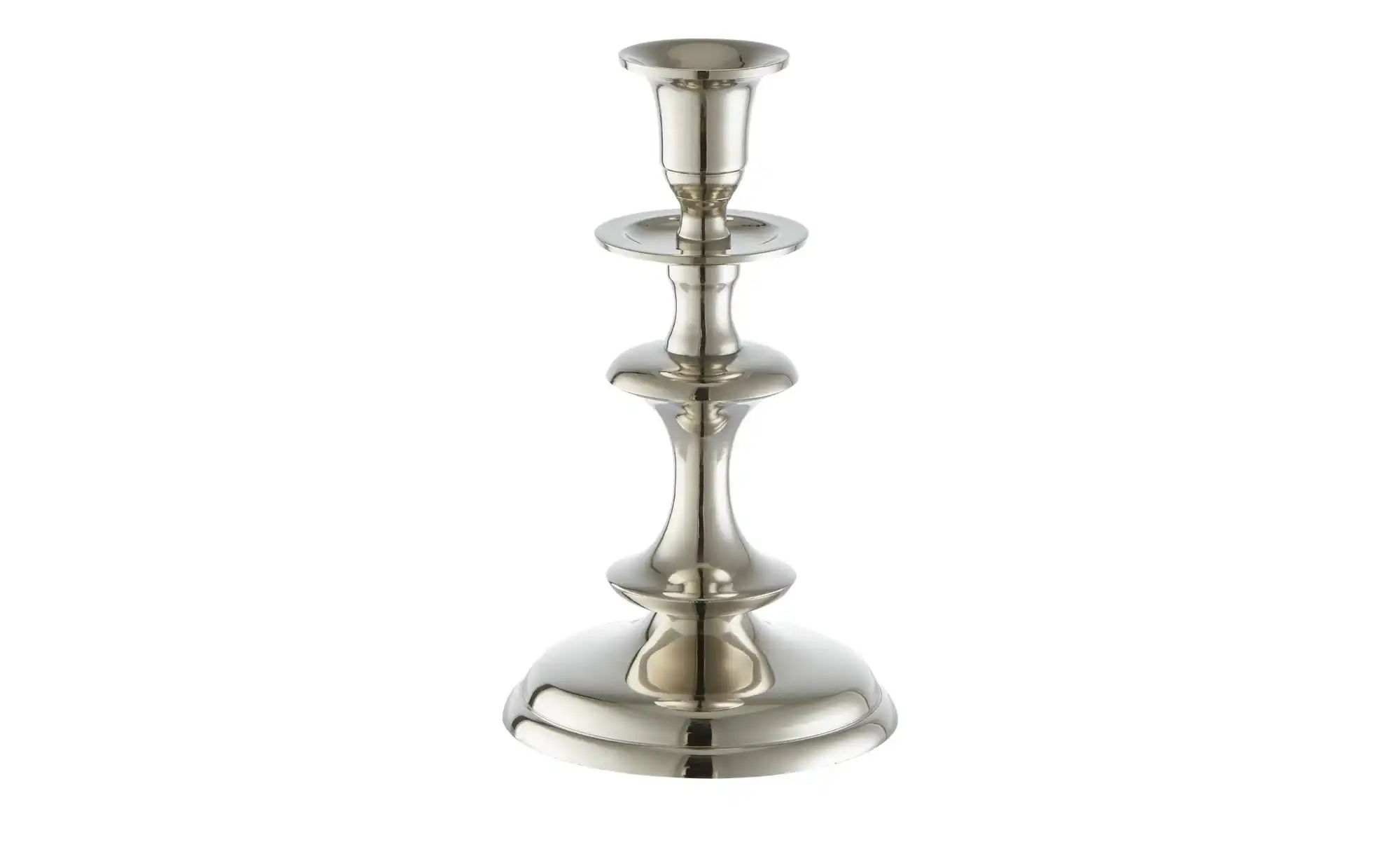 HOME STORY Kerzenständer   ¦ silber ¦ Aluminium ¦ Maße (cm): B: 12 H: 20 T: günstig online kaufen
