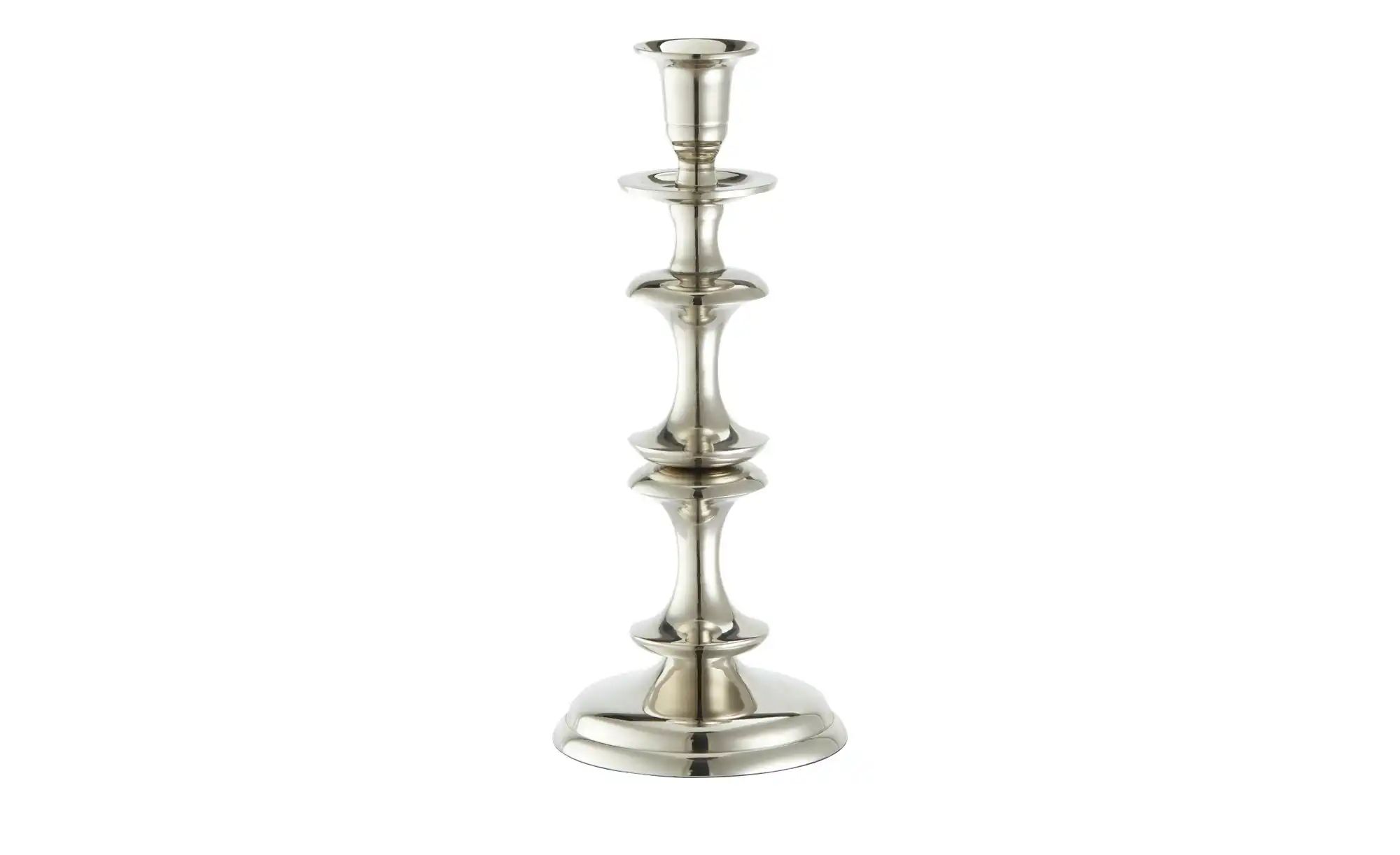 HOME STORY Kerzenständer   ¦ silber ¦ Aluminium ¦ Maße (cm): B: 12 H: 28 T: günstig online kaufen