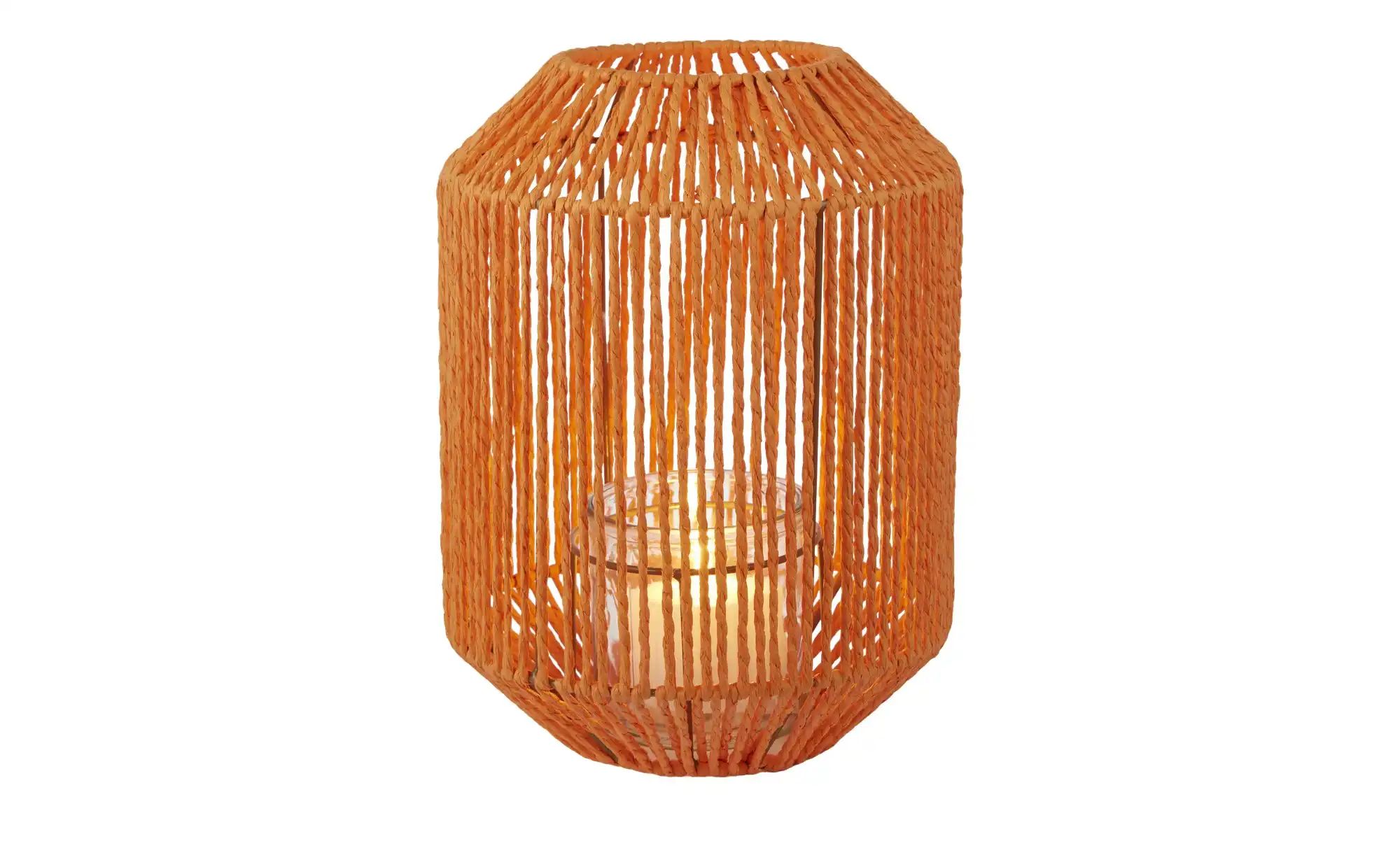 HOME STORY Laterne   ¦ orange ¦ Metall,Glas,Papier ¦ Maße (cm): H: 30  Ø: 2 günstig online kaufen