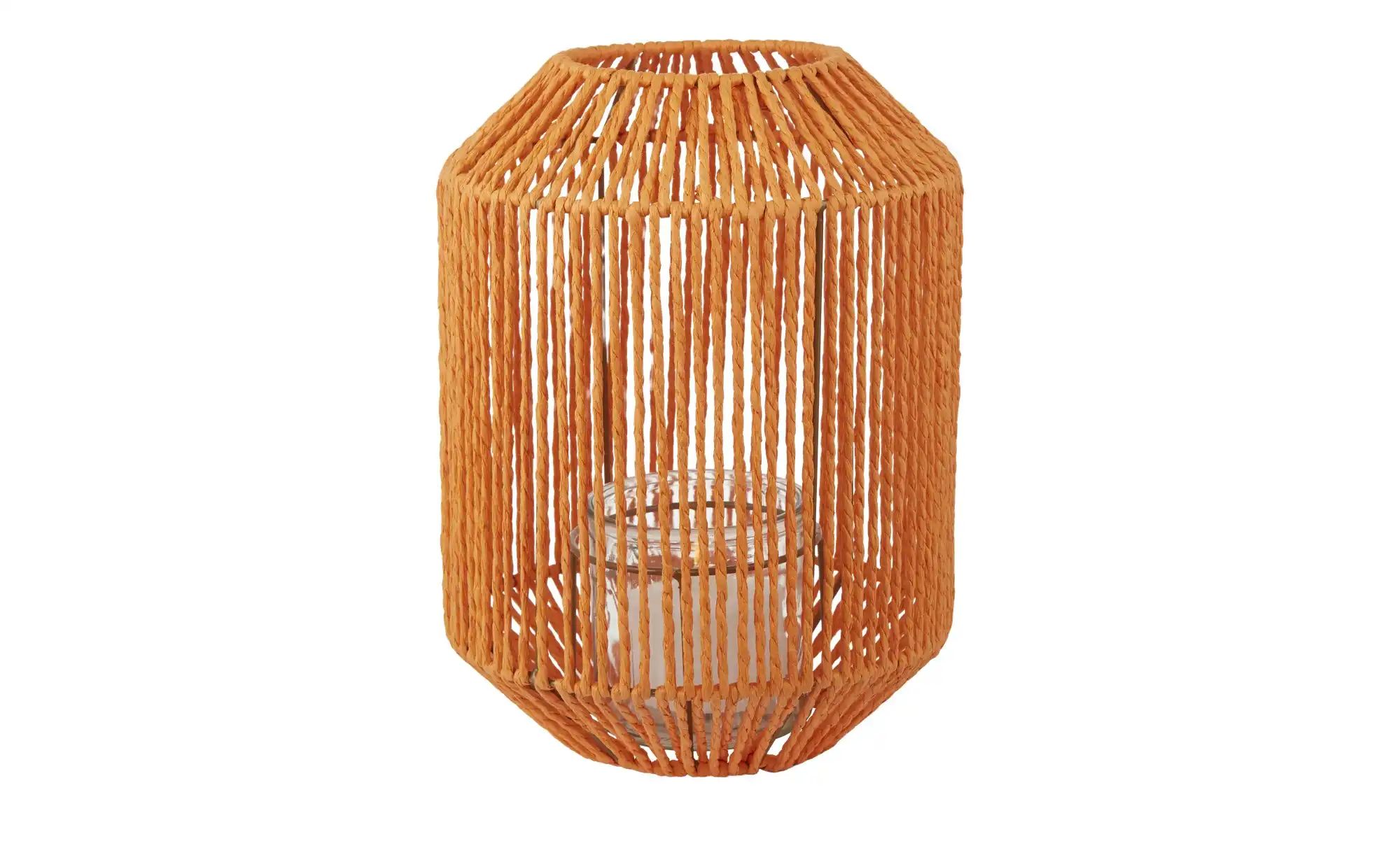 HOME STORY Laterne   ¦ orange ¦ Metall,Glas,Papier ¦ Maße (cm): H: 30  Ø: 2 günstig online kaufen