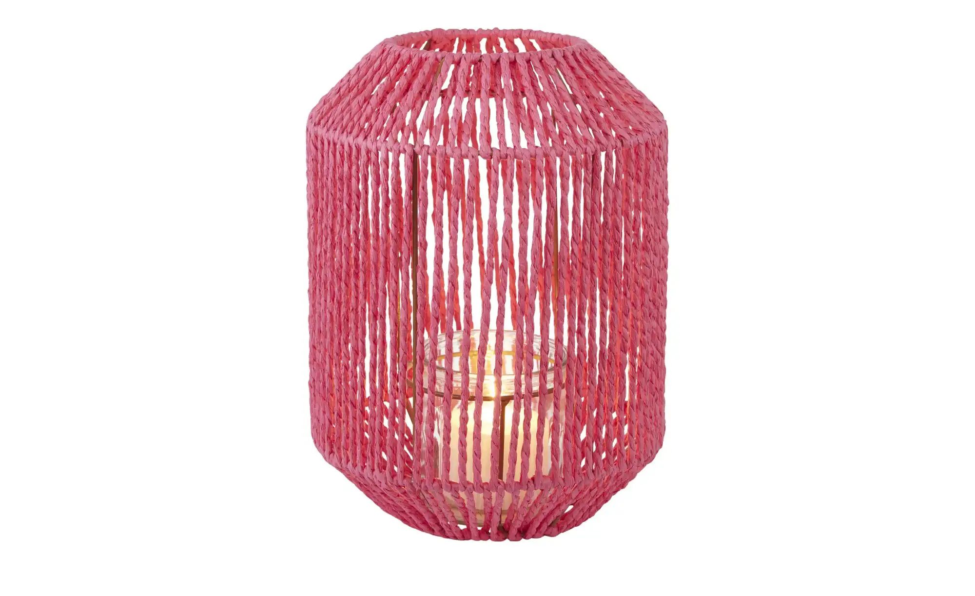 HOME STORY Laterne   ¦ rosa/pink ¦ Metall,Glas,Papier ¦ Maße (cm): H: 30  Ø günstig online kaufen