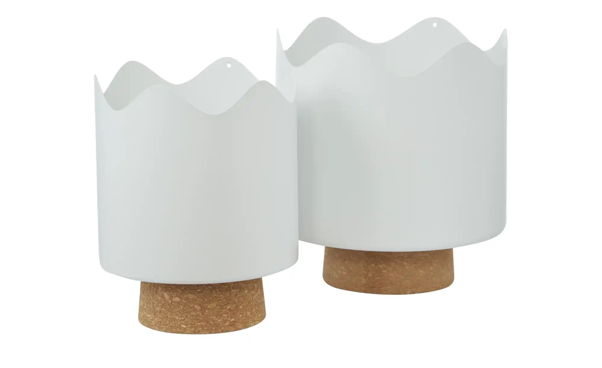 HOME STORY Übertopf  2er Set   ¦ weiß ¦ Metall ¦ Maße (cm): H: 19  Ø: 17.5 günstig online kaufen