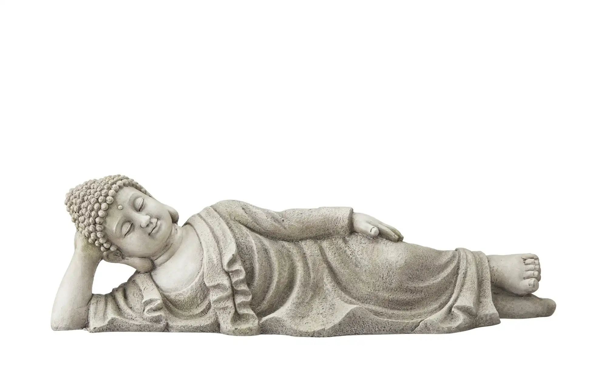 HOME STORY Deko Figur Buddha   ¦ grau ¦ Magnesia ¦ Maße (cm): B: 66 H: 20 T günstig online kaufen