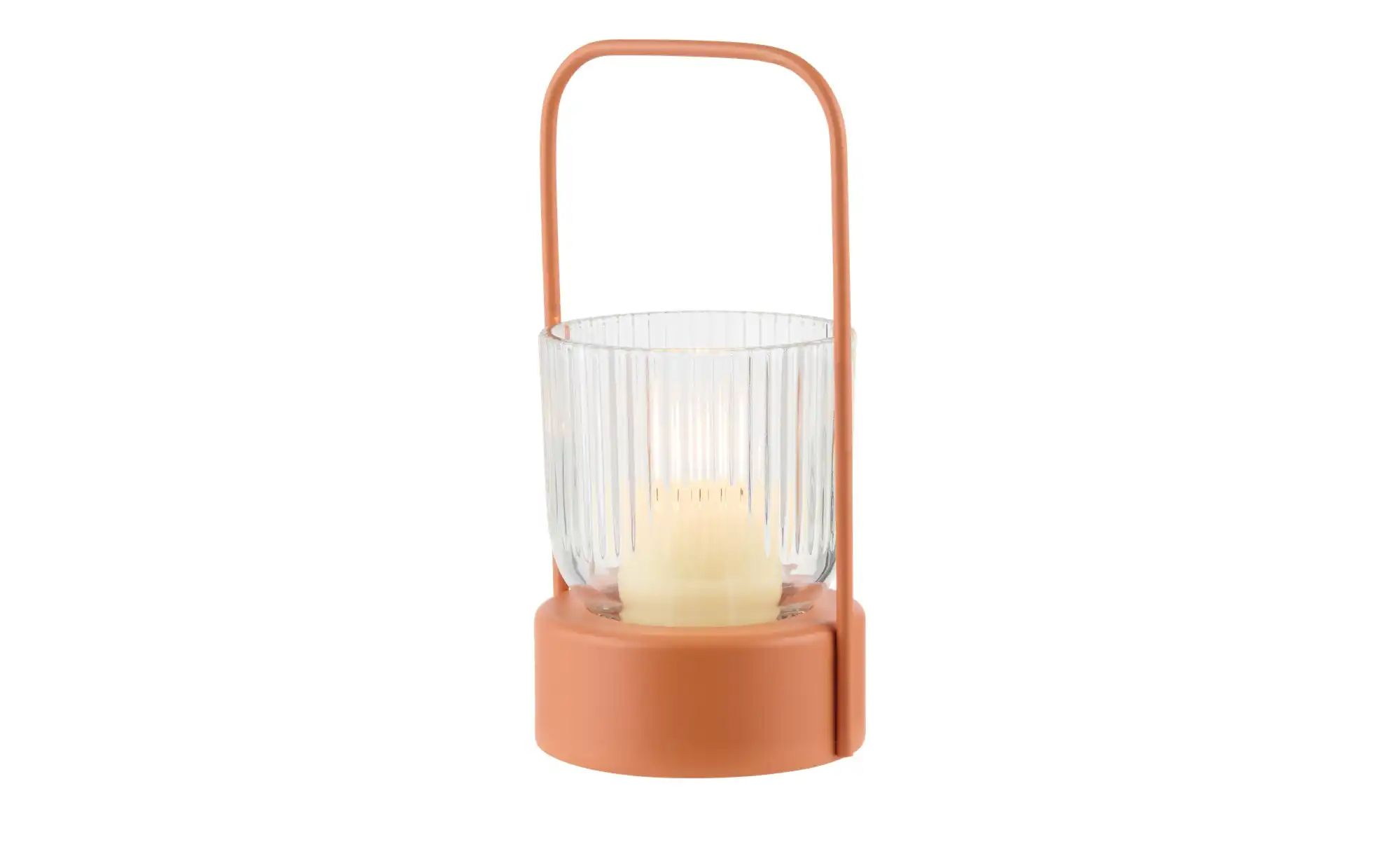 HOME STORY Windlicht   ¦ orange ¦ Eisen,Glas ¦ Maße (cm): H: 20  Ø: 10.5 Ac günstig online kaufen