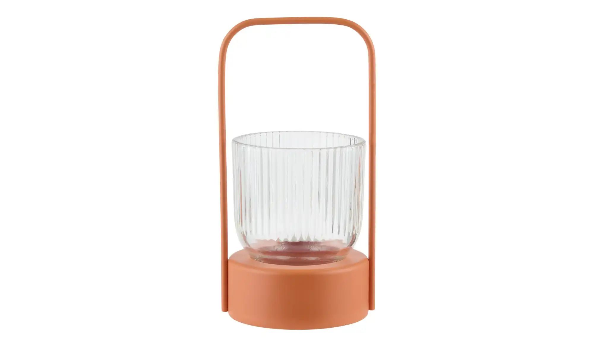HOME STORY Windlicht   ¦ orange ¦ Eisen,Glas ¦ Maße (cm): H: 20  Ø: 10.5 Ac günstig online kaufen