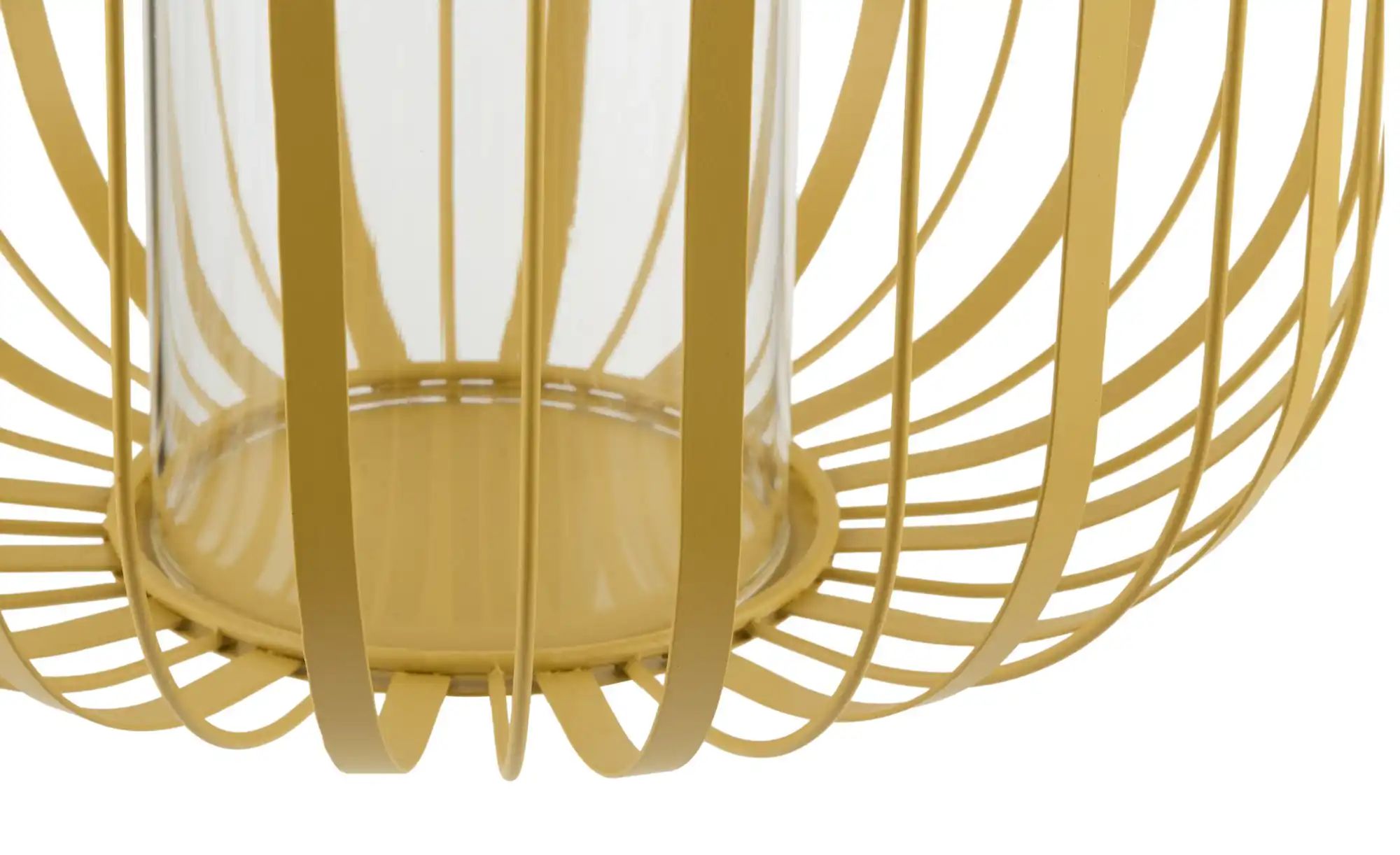 HOME STORY Windlicht   ¦ gelb ¦ Eisen,Glas ¦ Maße (cm): H: 27  Ø: 24.7 Acce günstig online kaufen