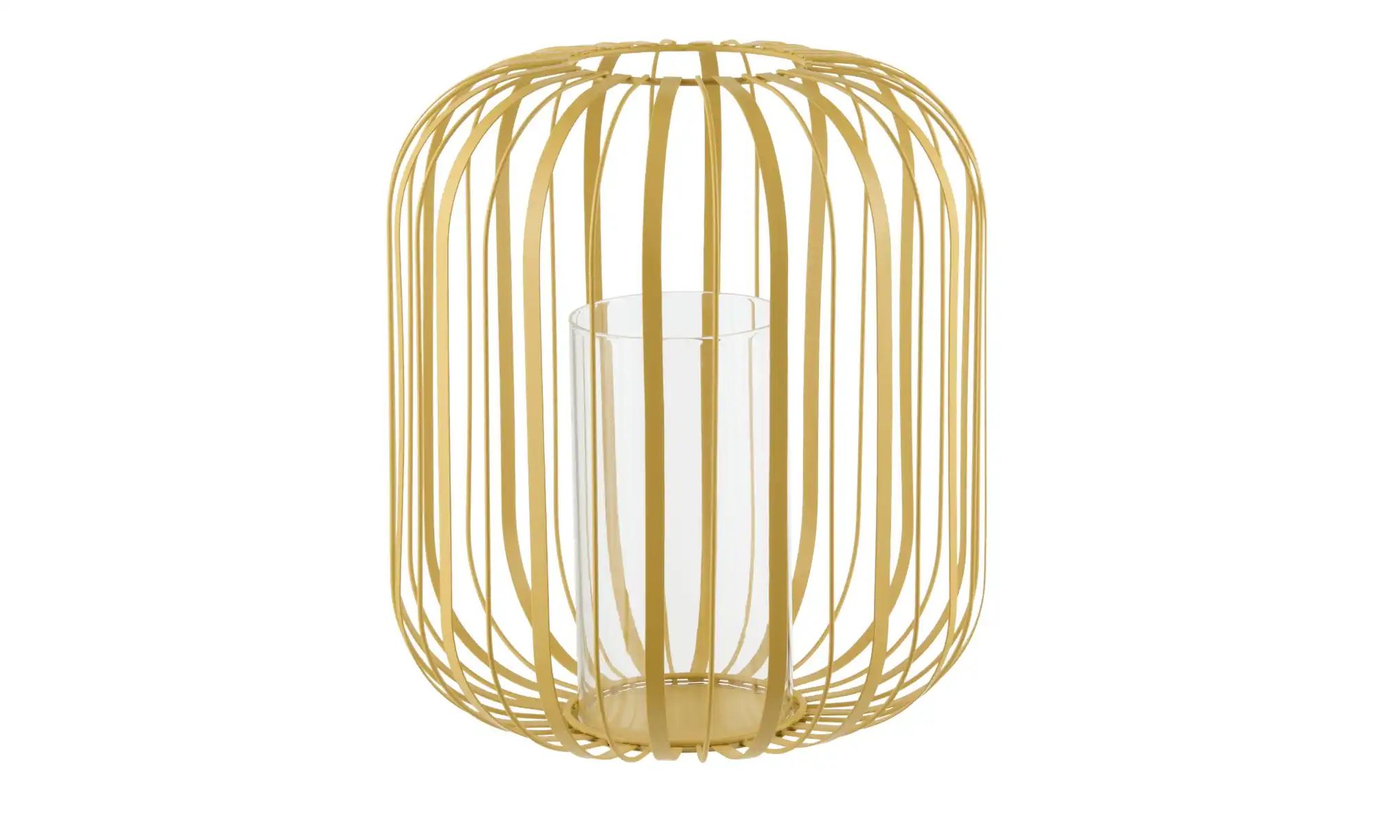 HOME STORY Windlicht   ¦ gelb ¦ Eisen,Glas ¦ Maße (cm): H: 27  Ø: 24.7 Acce günstig online kaufen