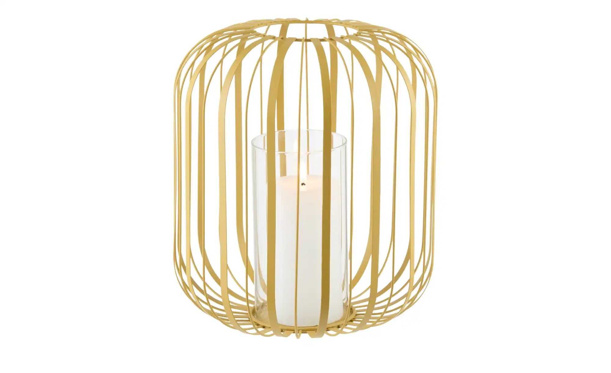 Thumbnail - HOME STORY Windlicht   ¦ gelb ¦ Eisen,Glas ¦ Maße (cm): H: 27  Ø: 24.7 Accessoires > Kerzen & Kerzenständer - Höffner