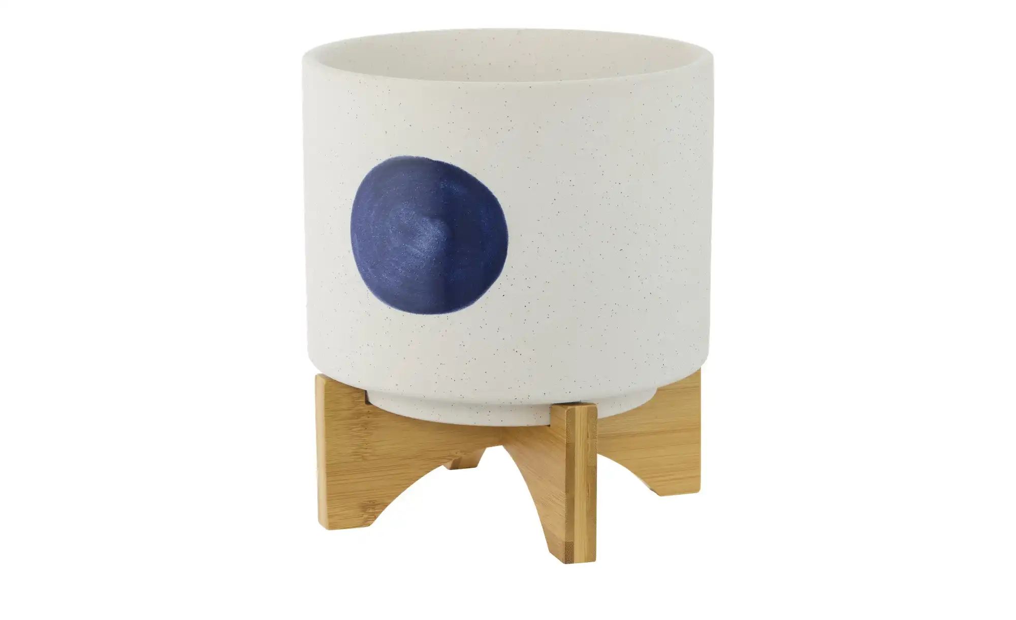 HOME STORY Übertopf ¦ blau ¦ Steinzeug,Bambus ¦ Maße (cm): B: 19 H: 22 Accessoires > Dekoartikel - Höffner
