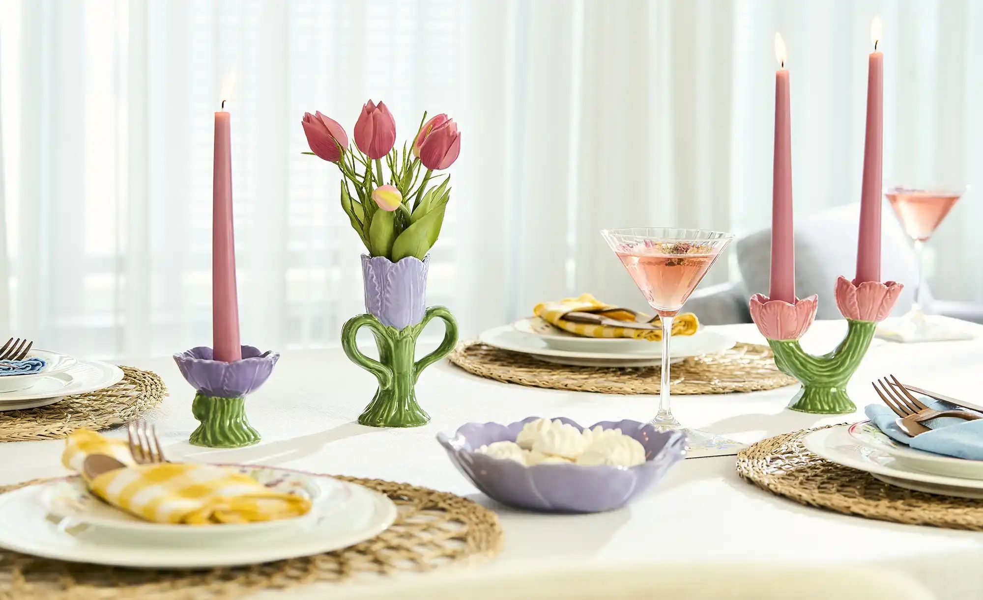 HOME STORY Kerzenhalter Blüte   ¦ rosa/pink ¦ Porzellan ¦ Maße (cm): B: 6,7 günstig online kaufen