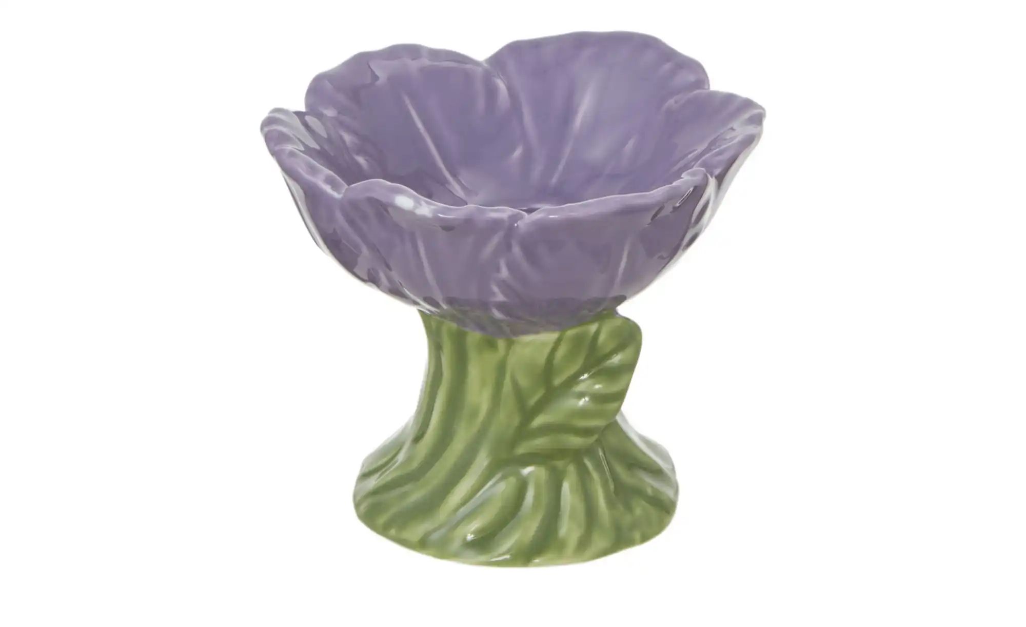 HOME STORY Kerzenhalter Blüte   ¦ lila/violett ¦ Porzellan ¦ Maße (cm): B: günstig online kaufen