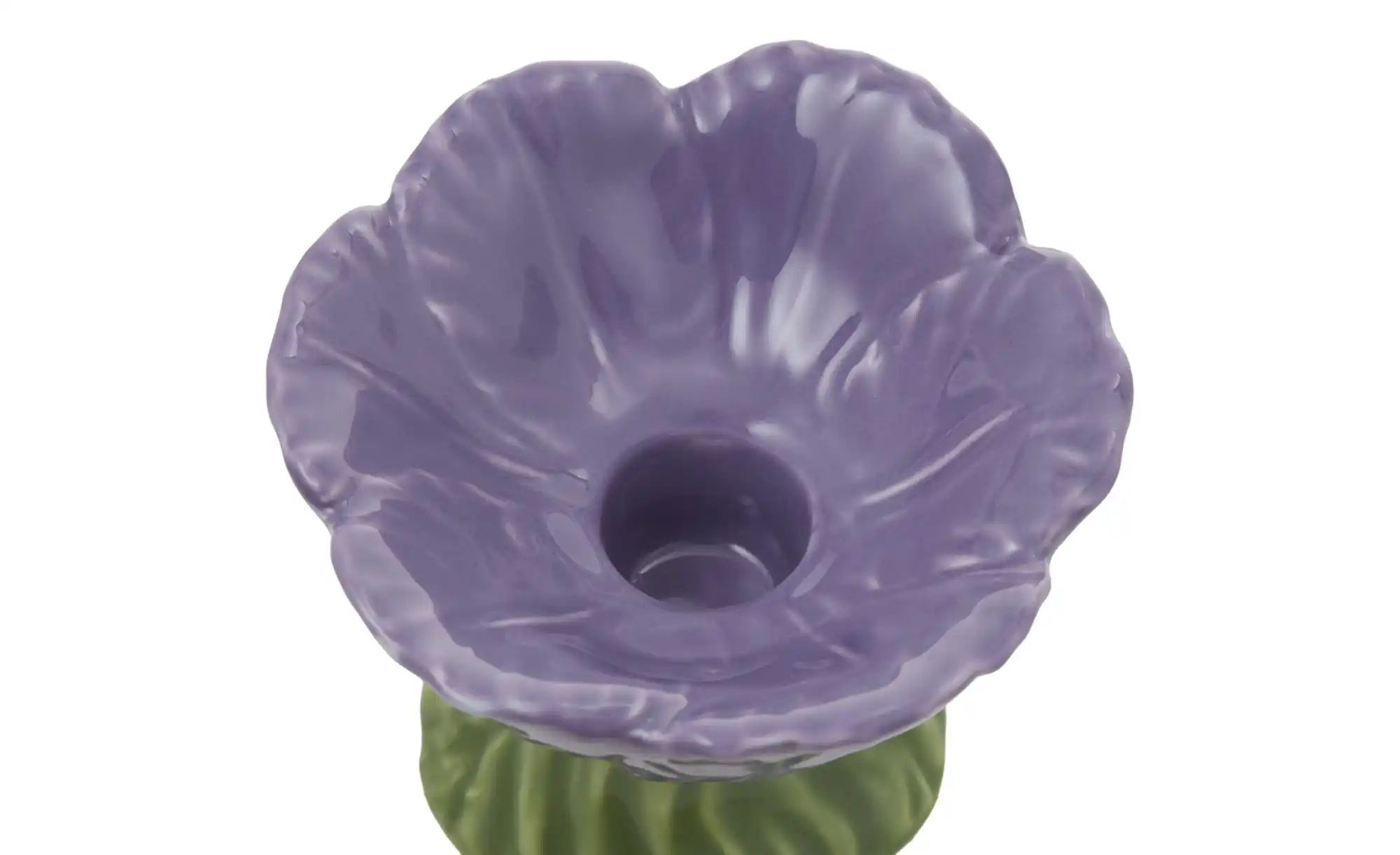 HOME STORY Kerzenhalter Blüte   ¦ lila/violett ¦ Porzellan ¦ Maße (cm): B: günstig online kaufen