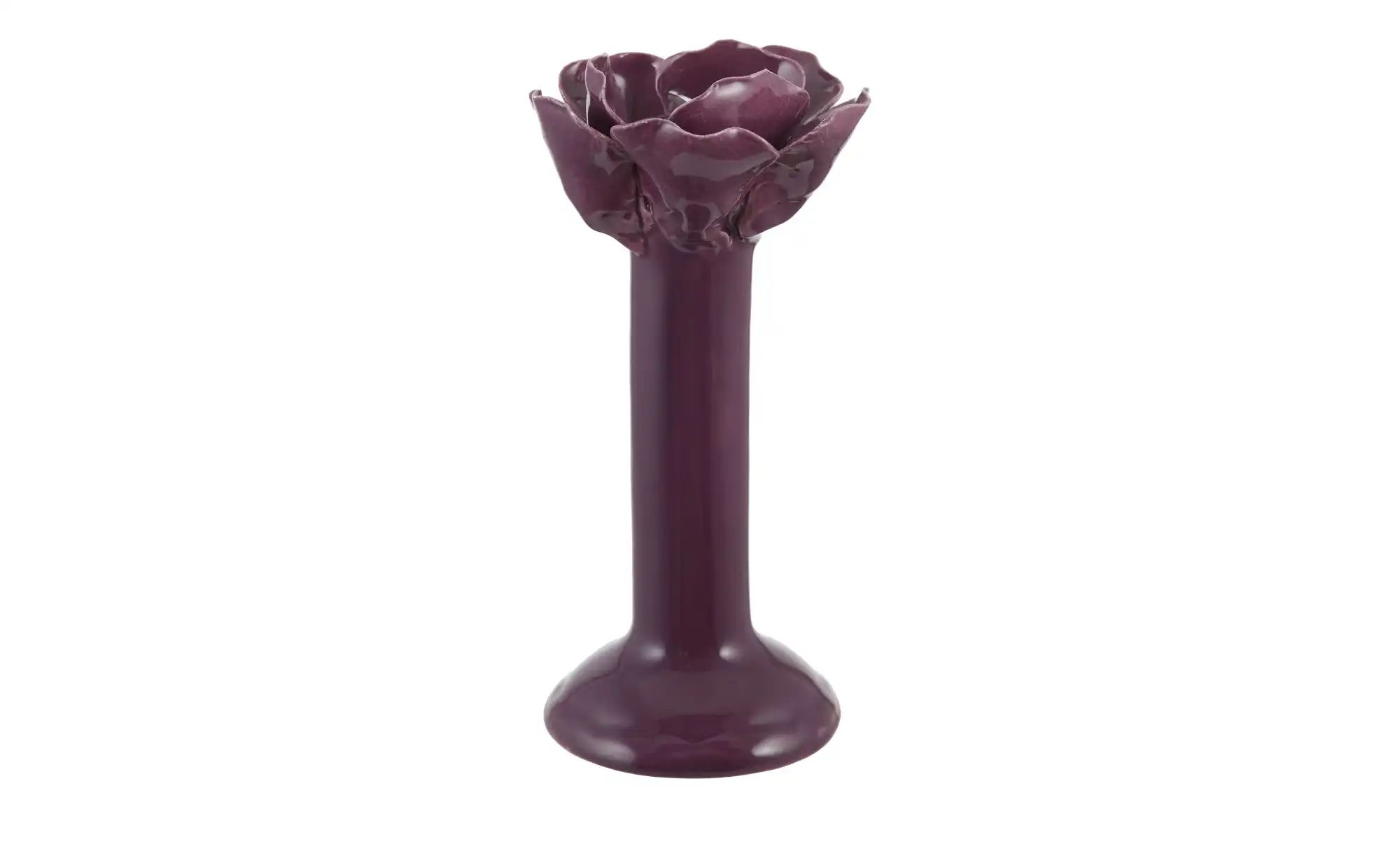 HOME STORY Kerzenhalter Blüte   ¦ lila/violett ¦ Steingut ¦ Maße (cm): H: 1 günstig online kaufen