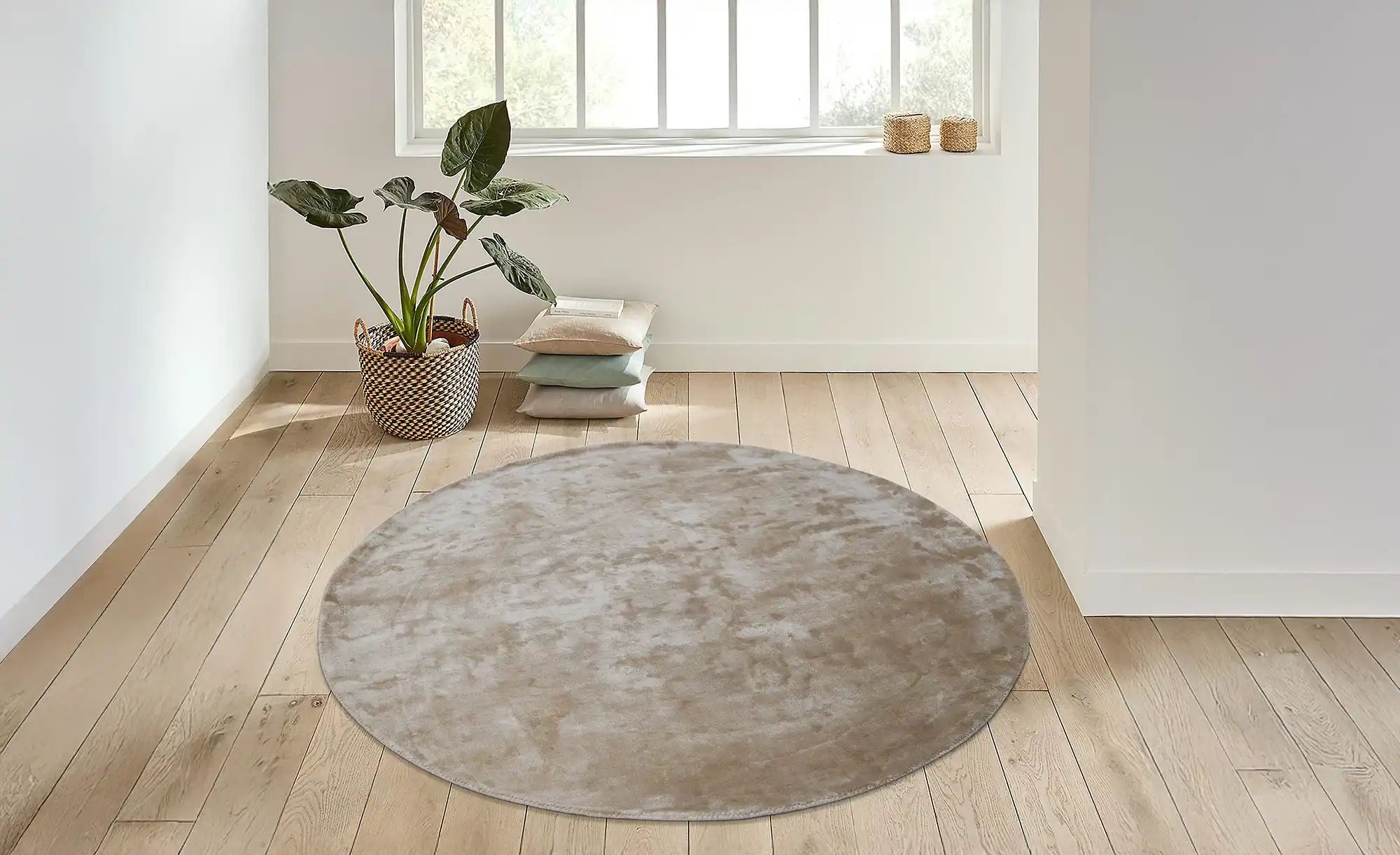 como Handloom-Teppich  Flavia ¦ beige ¦ Viskose Ø: 160 Teppiche > Einfarbig günstig online kaufen