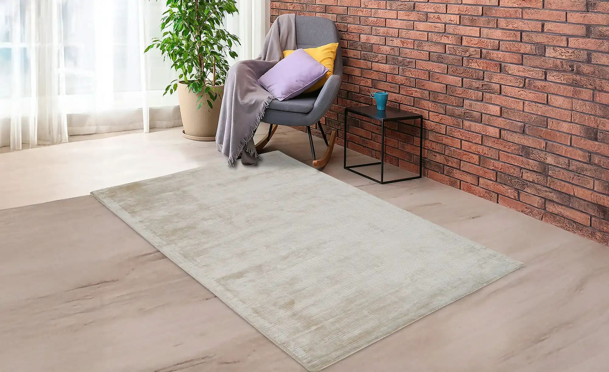 Thumbnail - como Handloom-Teppich  Hiver ¦ beige ¦ Viskose,Baumwolle ¦ Maße (cm): B: 140 Teppiche > Einfarbige Teppiche - Höffner