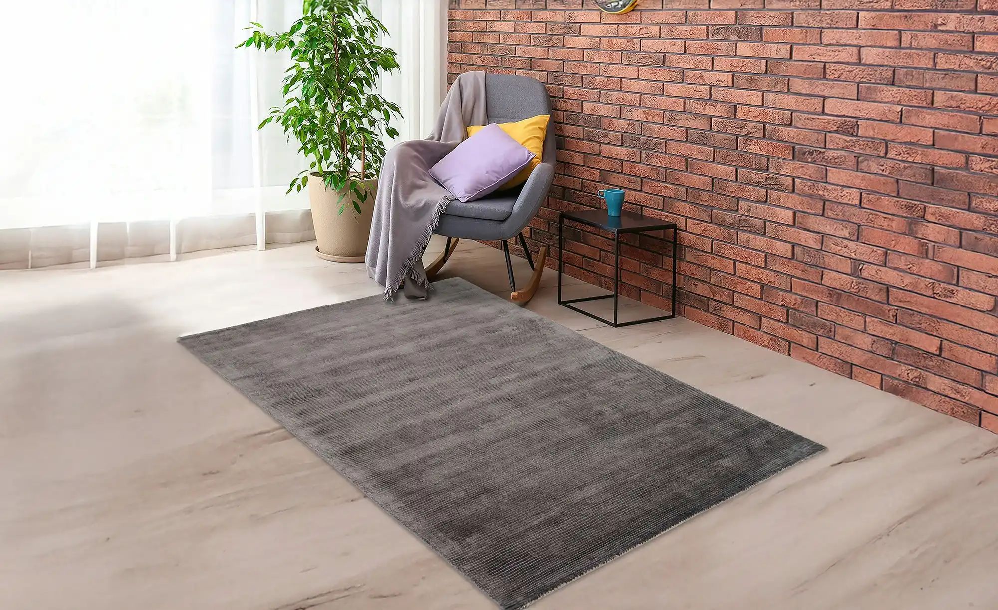 como Handloom-Teppich  Hiver ¦ grau ¦ Viskose,Baumwolle ¦ Maße (cm): B: 190 günstig online kaufen