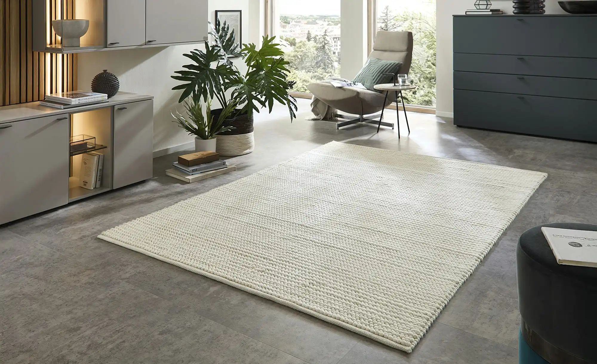 Handgewebter Naturteppich  Ruhpolding ¦ creme ¦ Wolle ¦ Maße (cm): B: 130 H günstig online kaufen