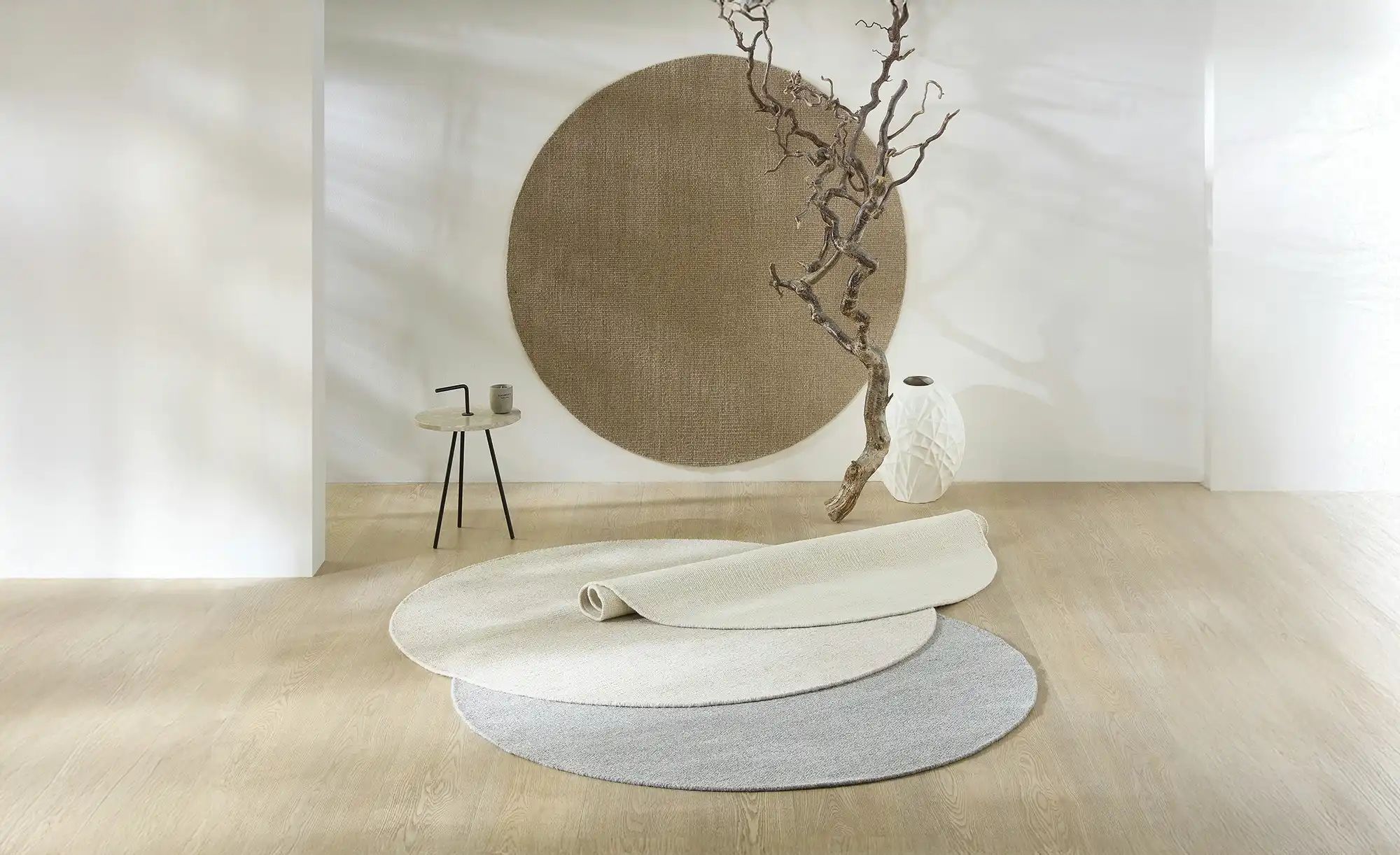 Thumbnail - Handweb-Teppich Skovde ¦ beige ¦ Wolle,Baumwolle Ø: 120 Teppiche > Naturteppiche - Höffner