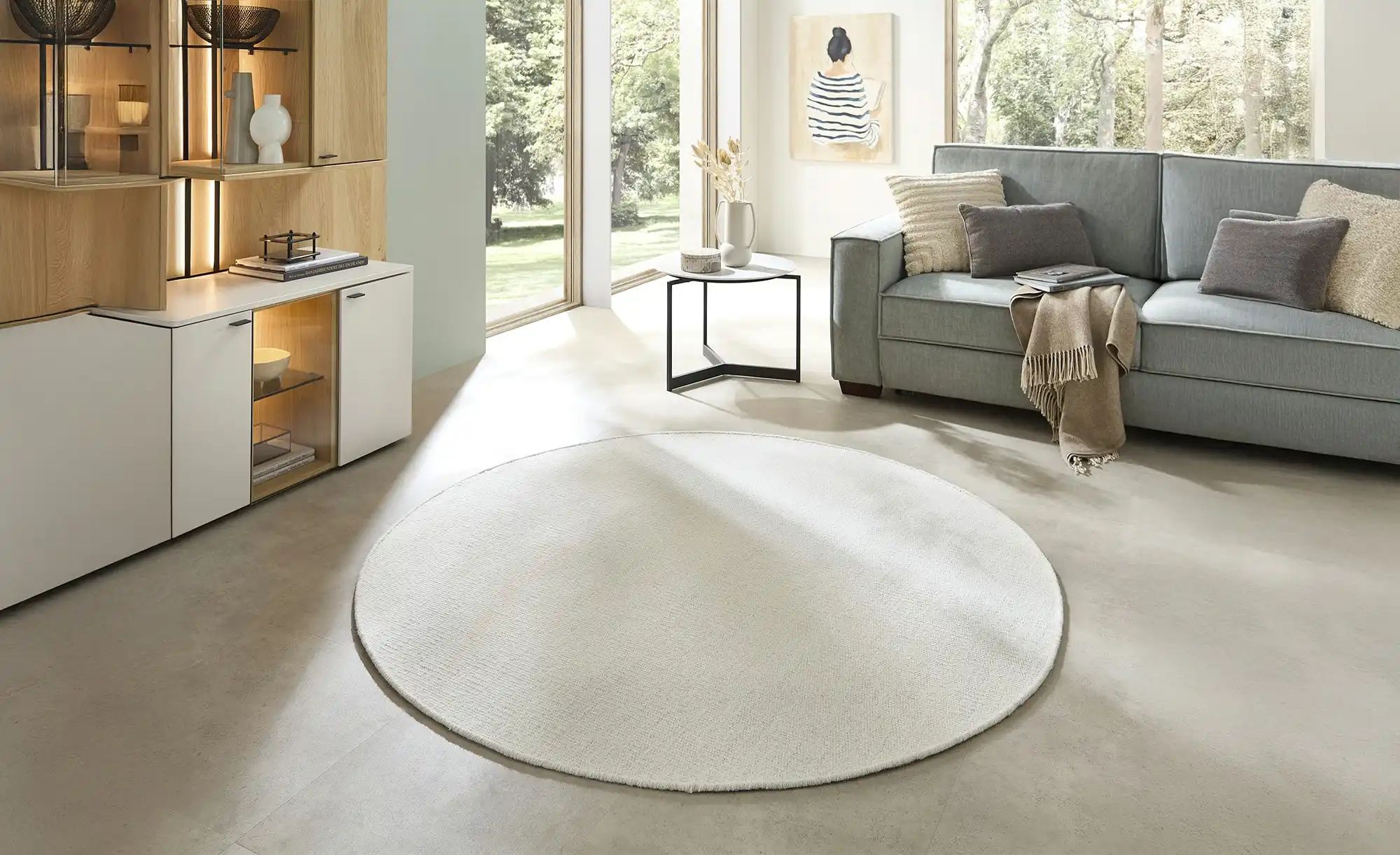 Thumbnail - Handweb-Teppich Skovde ¦ creme ¦ Wolle,Baumwolle Ø: 160 Teppiche > Naturteppiche - Höffner