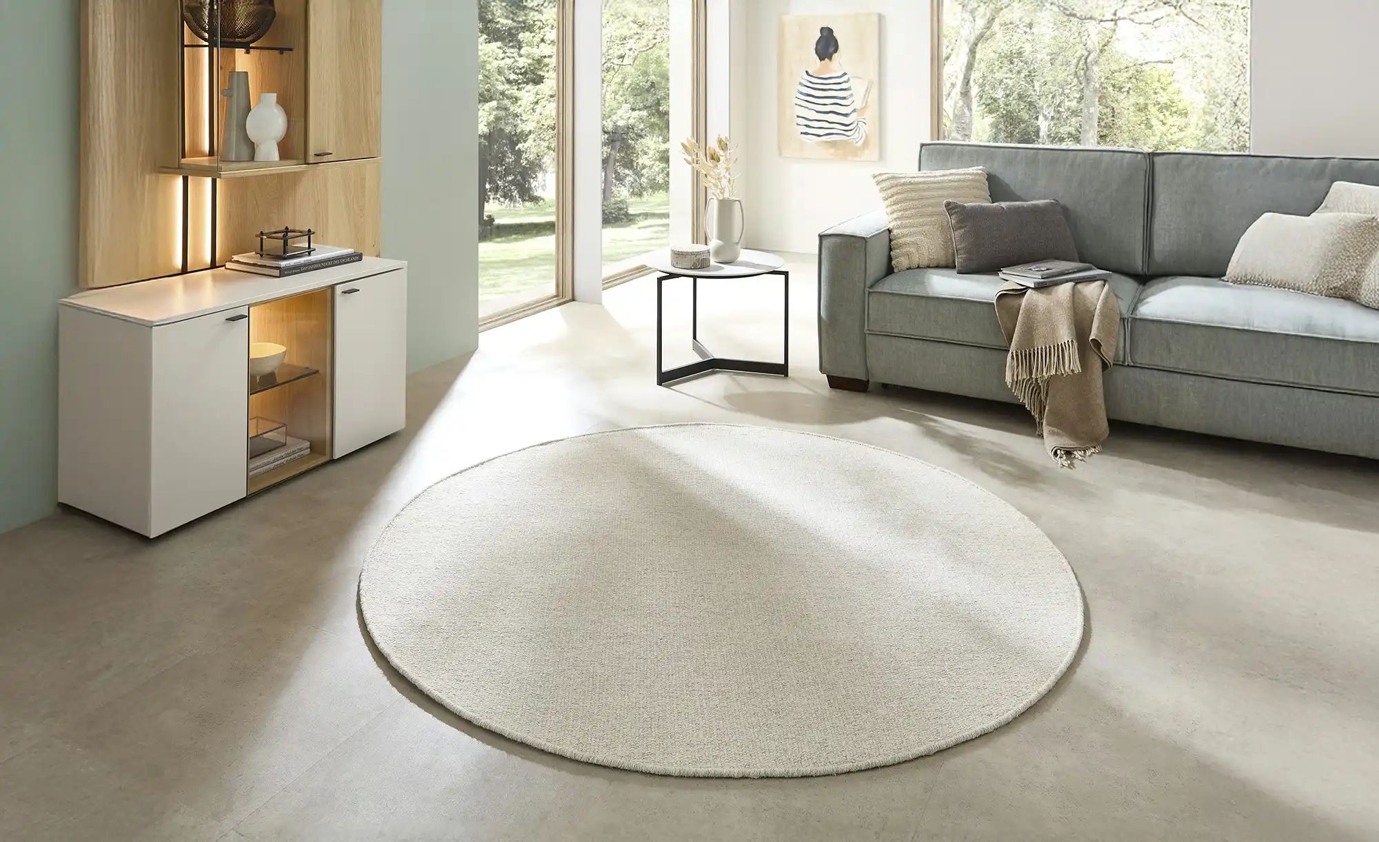 Thumbnail - Handweb-Teppich Skovde ¦ beige ¦ Wolle,Baumwolle Ø: 160 Teppiche > Naturteppiche - Höffner