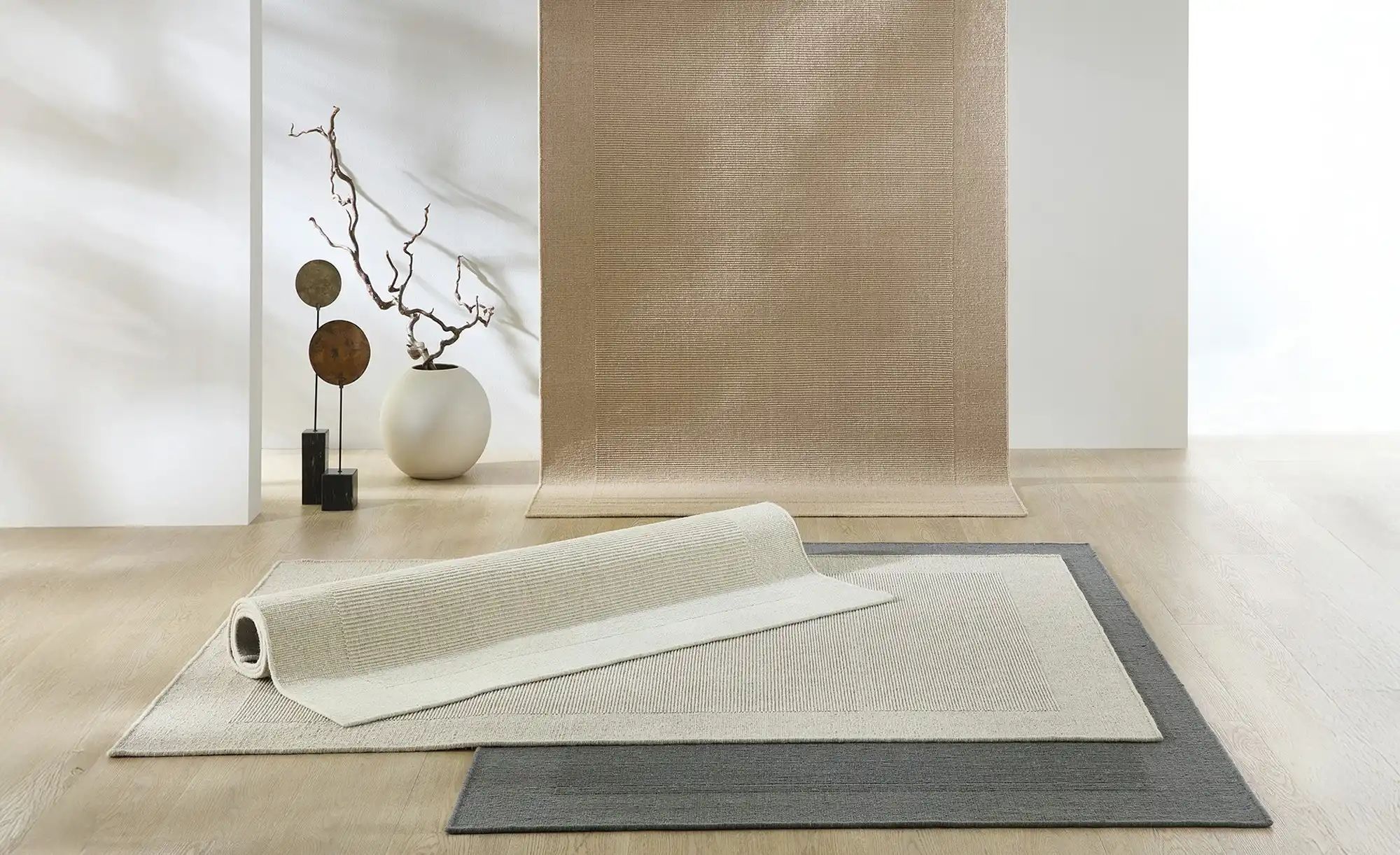 Handweb-Teppich  Vermont ¦ beige ¦ Wolle ¦ Maße (cm): B: 120 Teppiche > Nat günstig online kaufen