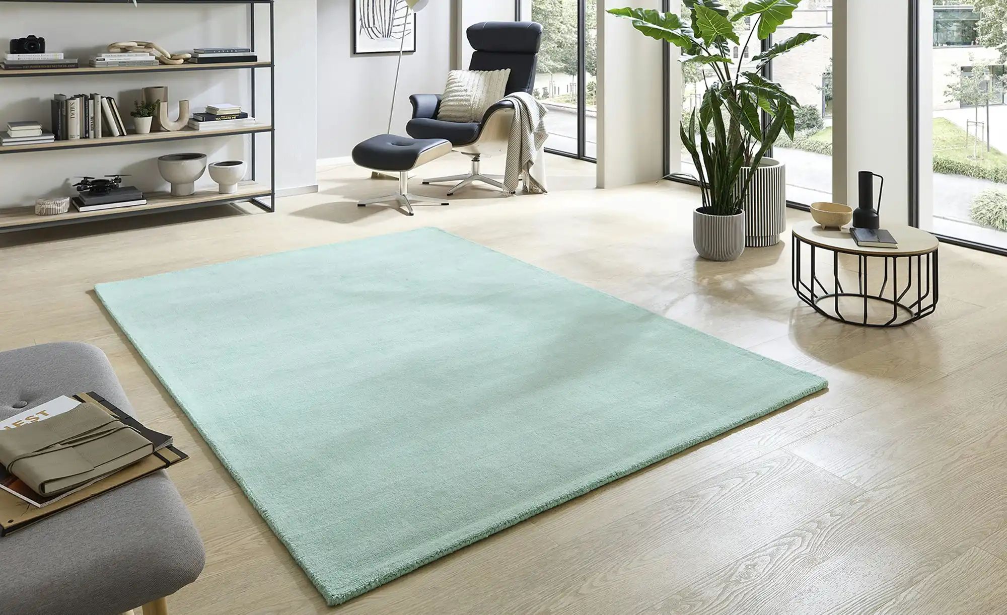 Thumbnail - Handweb-Teppich Vinaya ¦ grün ¦ Wolle ¦ Maße (cm): B: 160 Teppiche > Einfarbige Teppiche - Höffner