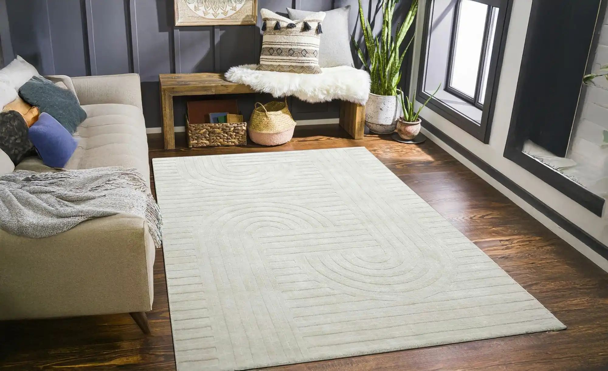 Handweb-Teppich  Missouri ¦ beige ¦ Viskose,Wolle ¦ Maße (cm): B: 70 Teppic günstig online kaufen