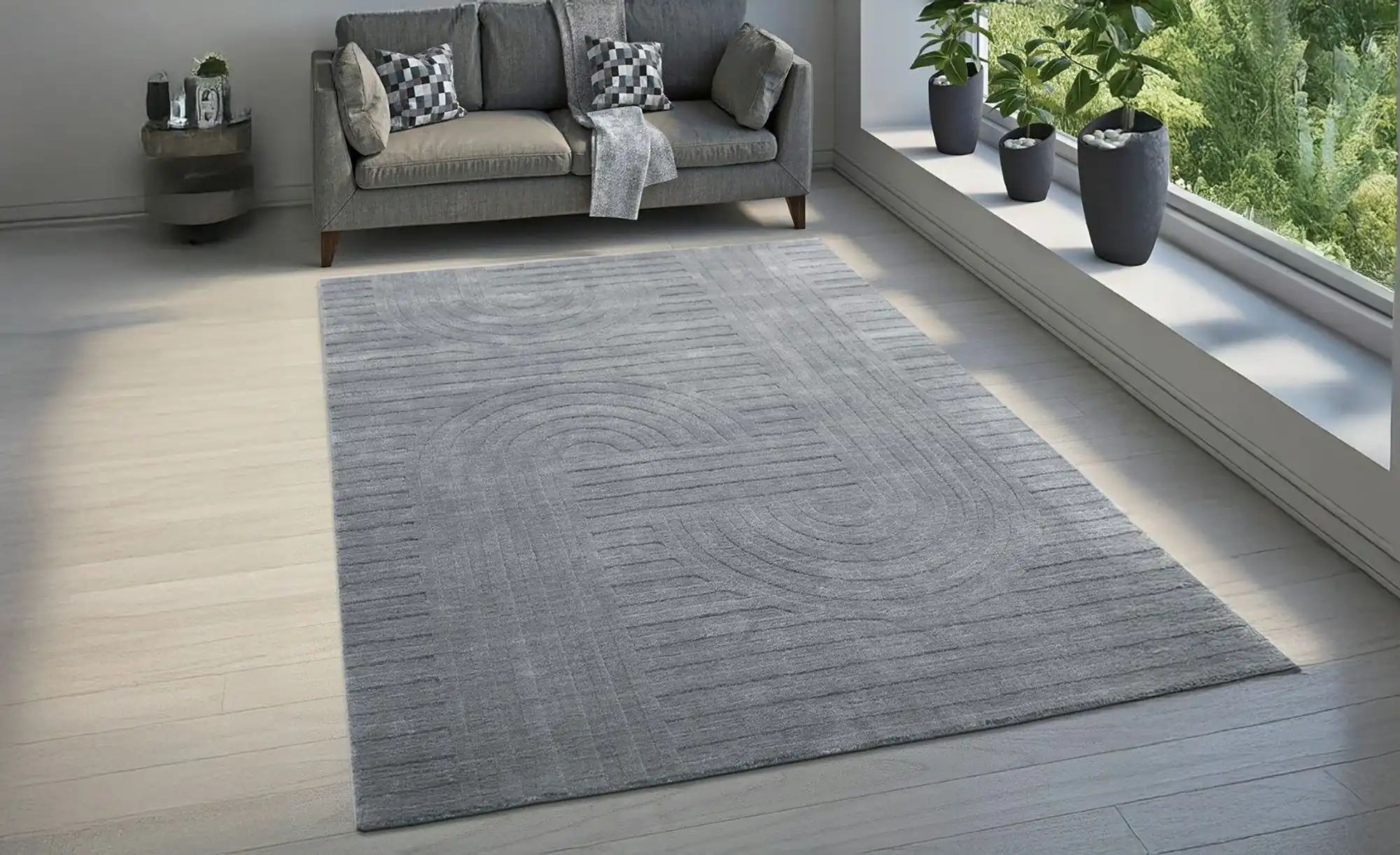 Handweb-Teppich  Missouri ¦ grau ¦ Viskose,Wolle ¦ Maße (cm): B: 70 Teppich günstig online kaufen
