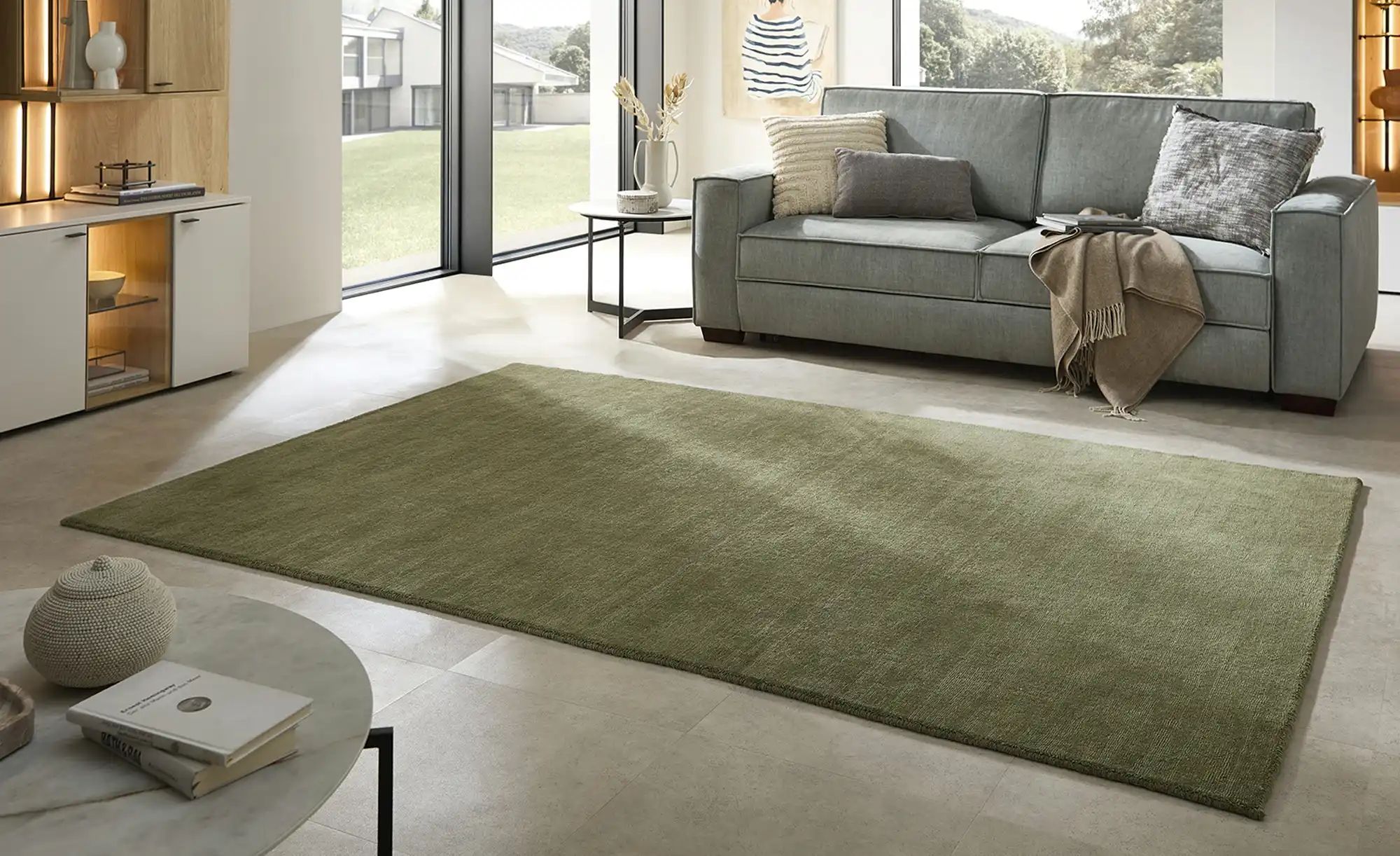 Thumbnail - Handweb-Teppich  Idaho ¦ grün ¦ Wolle ¦ Maße (cm): B: 90 Teppiche > Einfarbige Teppiche - Höffner