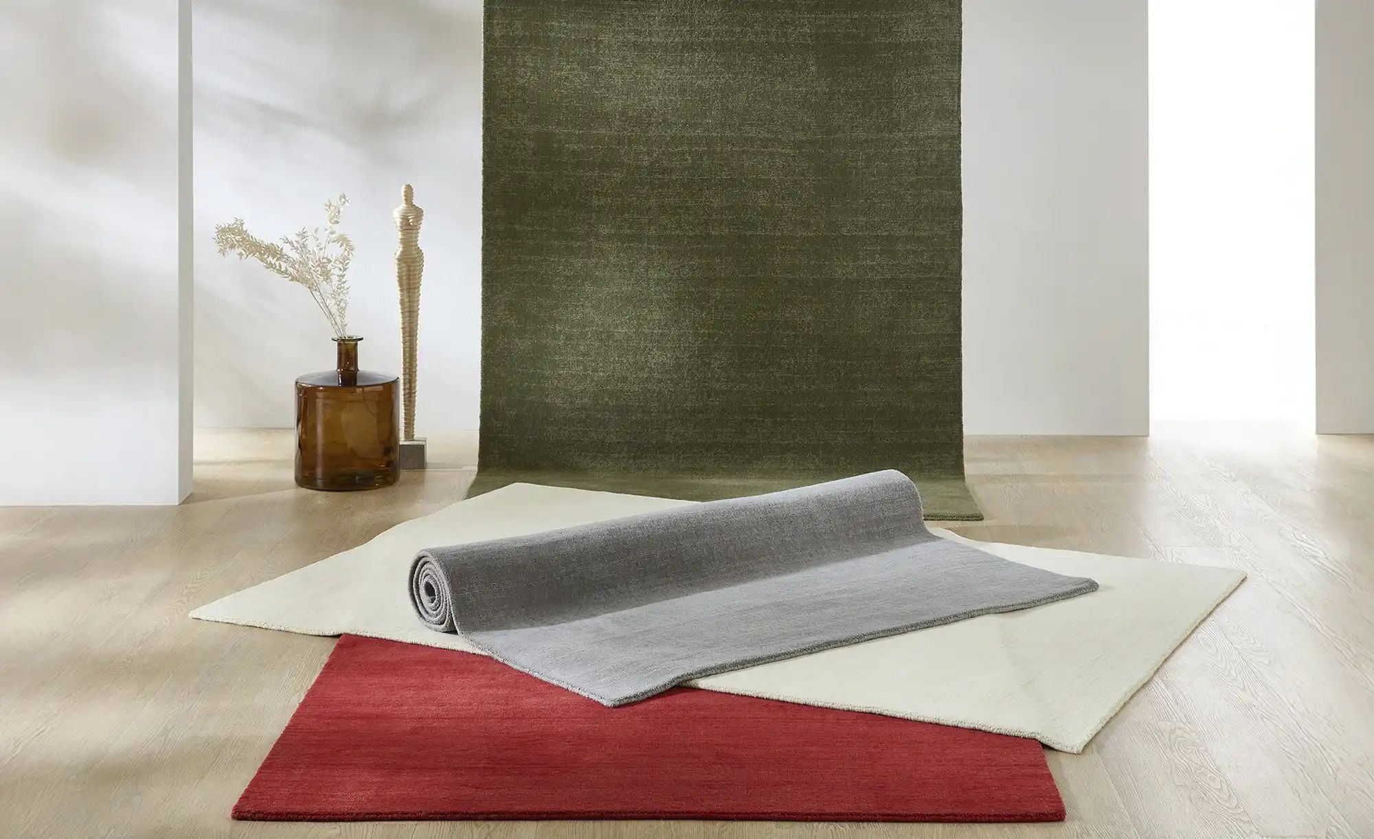 Handweb-Teppich  Idaho ¦ grau ¦ Wolle ¦ Maße (cm): B: 90 Teppiche > Einfarb günstig online kaufen