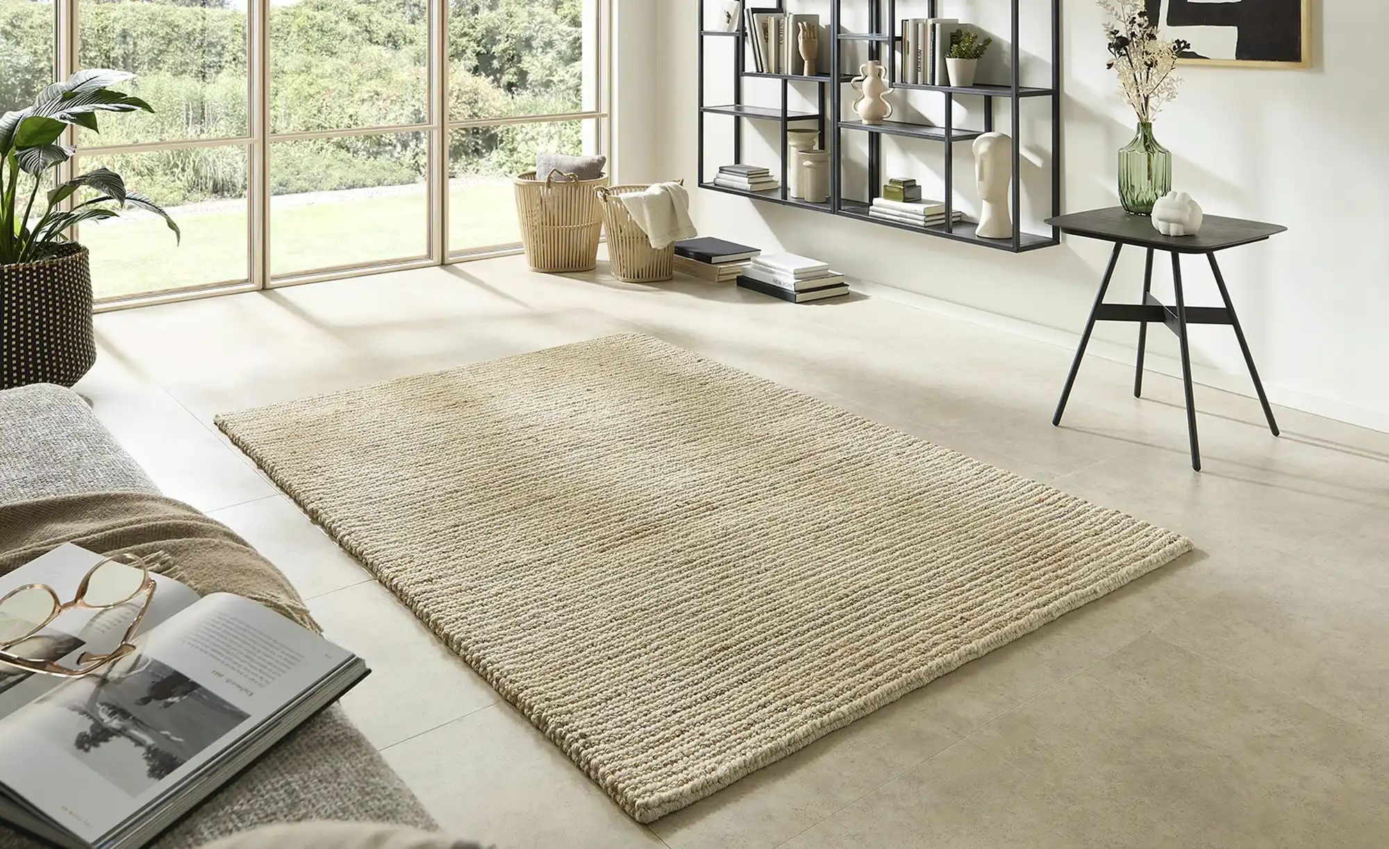 Handweb-Teppich  Kima ¦ beige ¦ Jute,Wolle ¦ Maße (cm): B: 90 Teppiche > Na günstig online kaufen
