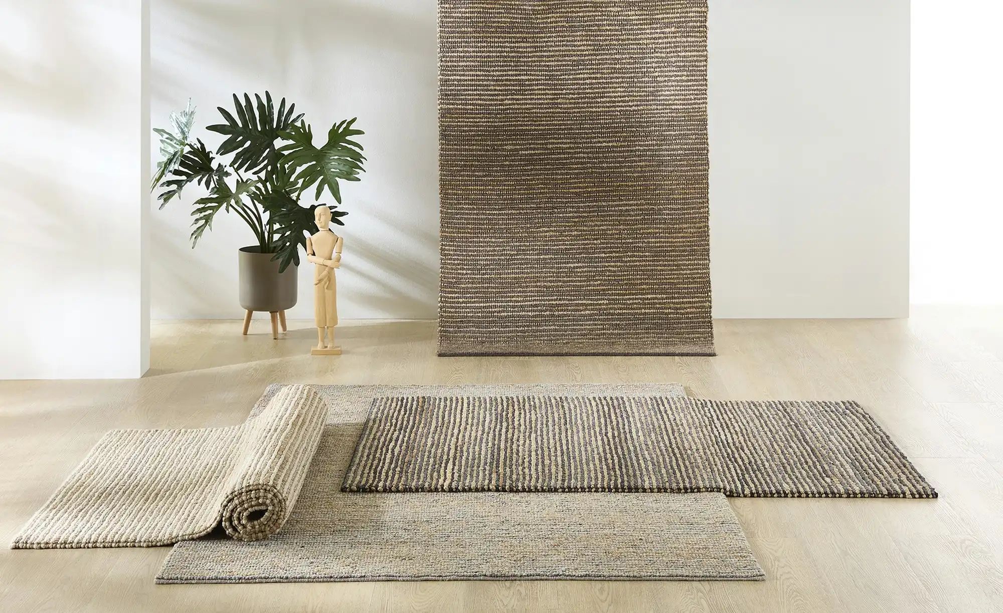 Handweb-Teppich  Kima ¦ grau ¦ Jute,Wolle ¦ Maße (cm): B: 90 Teppiche > Nat günstig online kaufen