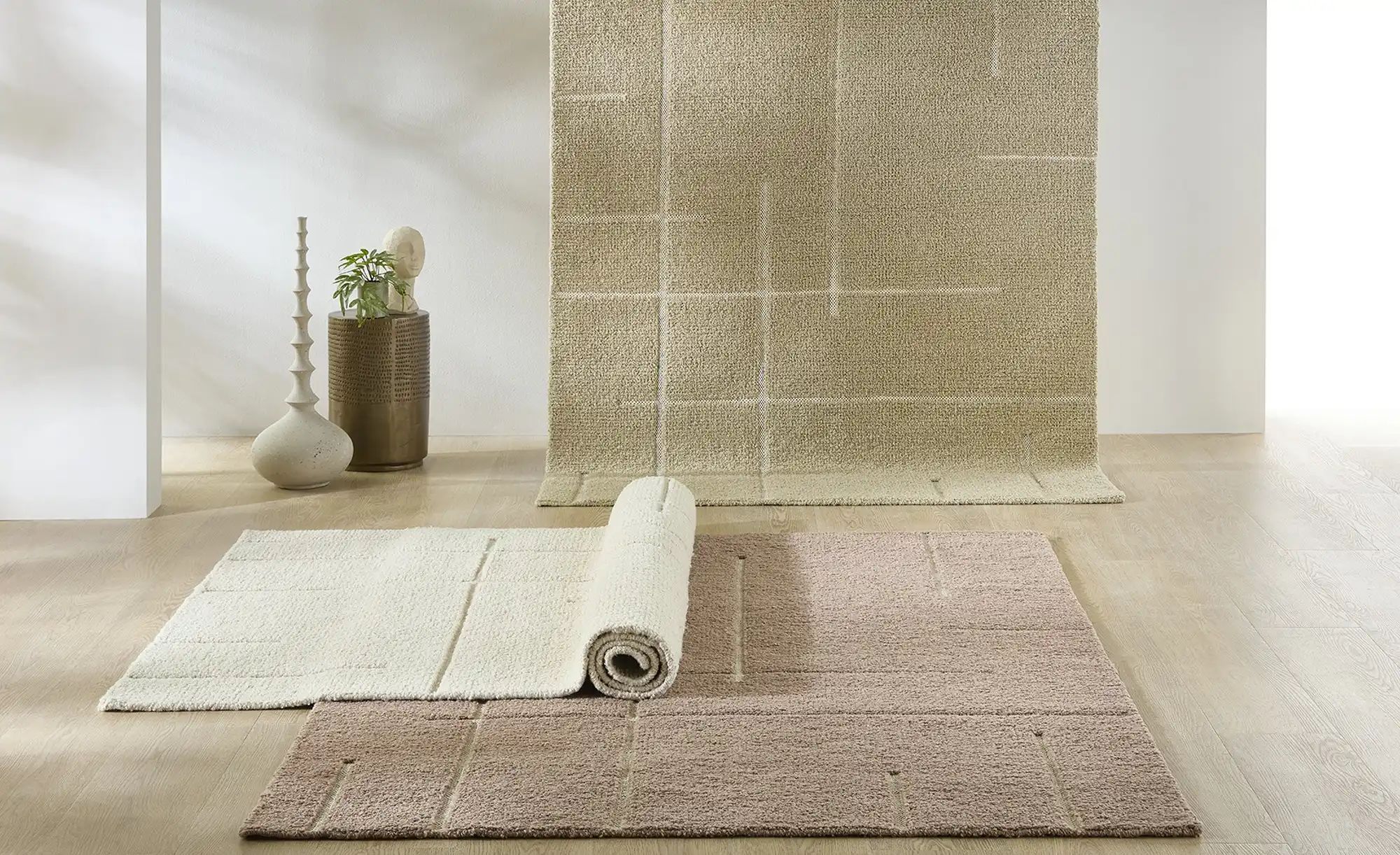 Handweb-Teppich  Boutique ¦ beige ¦ Wolle,Baumwolle ¦ Maße (cm): B: 70 Tepp günstig online kaufen